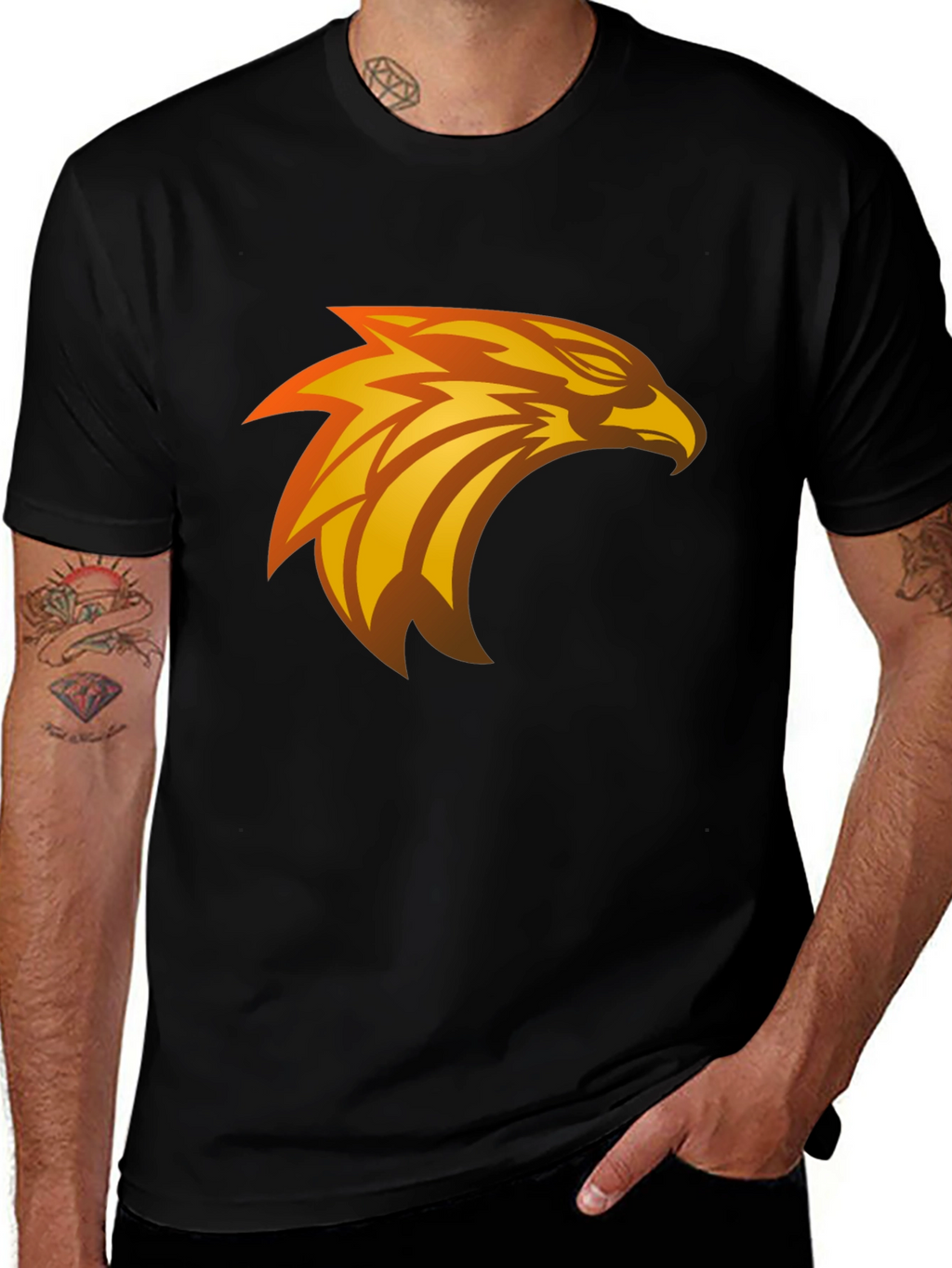 Black T-Shirt with Eagle Graphic Design