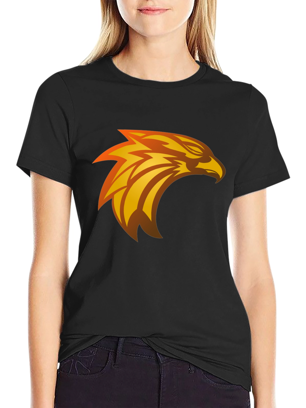 Black T-Shirt with Eagle Graphic Design