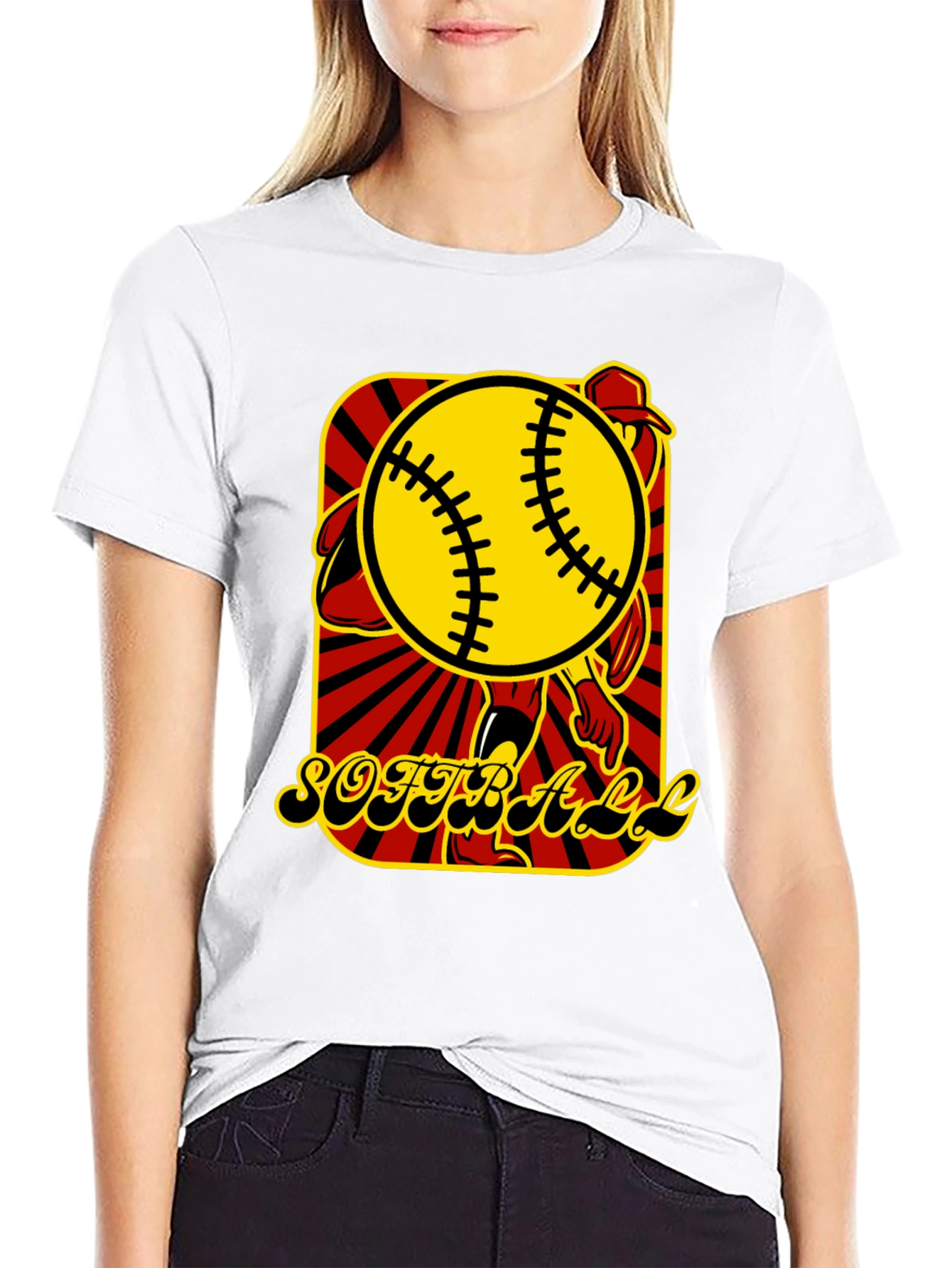 Softball Graphic T-Shirt - Black Cotton Tee