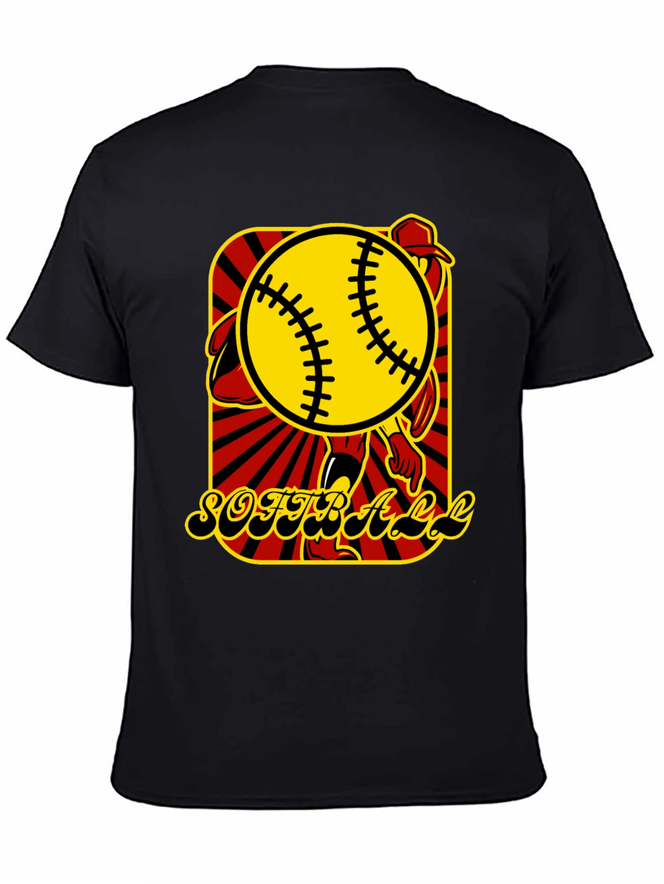 Softball Graphic T-Shirt - Black Cotton Tee