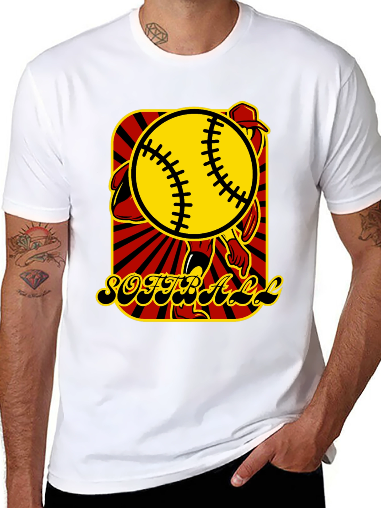 Softball Graphic T-Shirt - Black Cotton Tee
