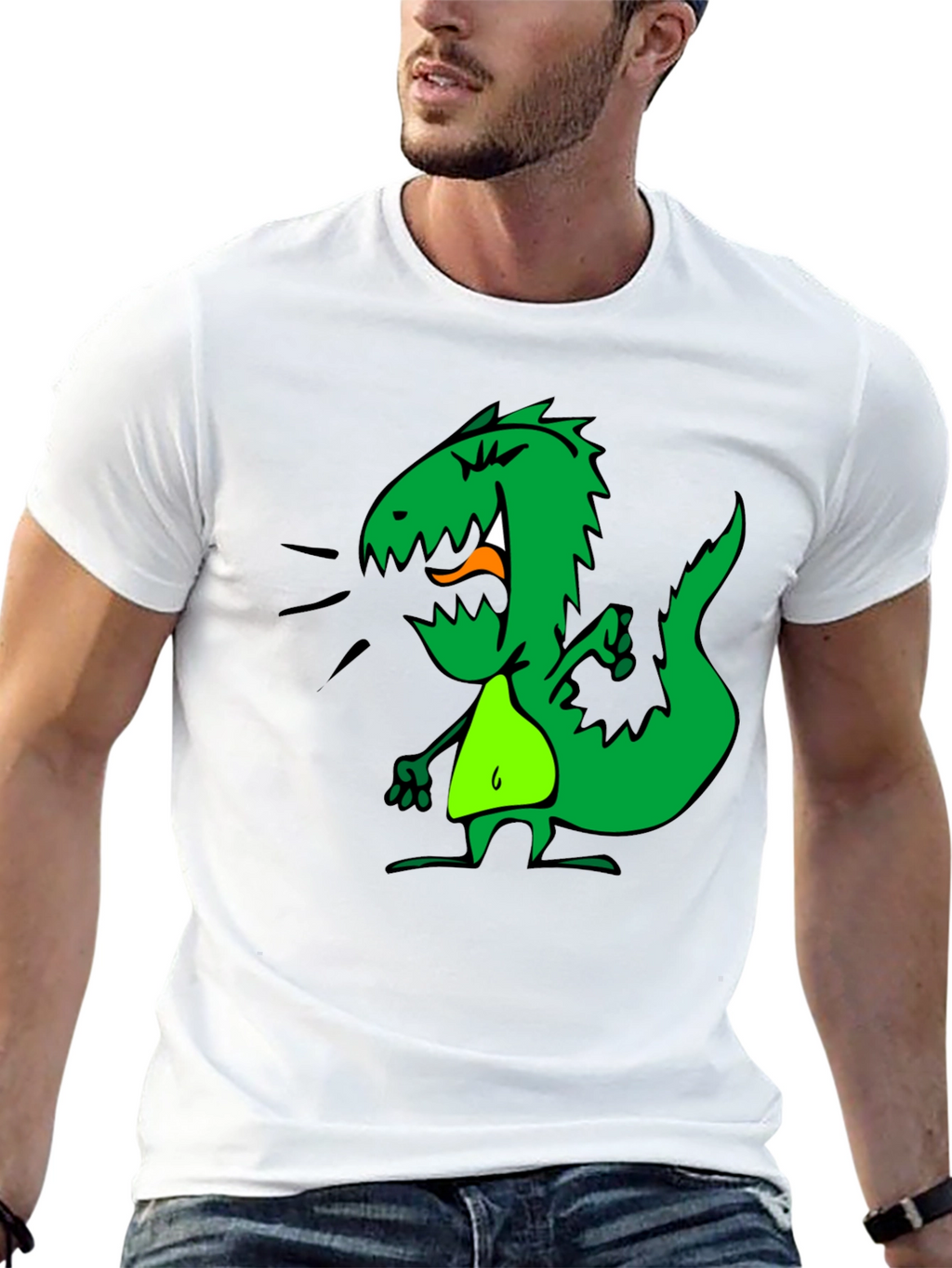 Dino Graphic Tee - Black Cotton Casual T-Shirt