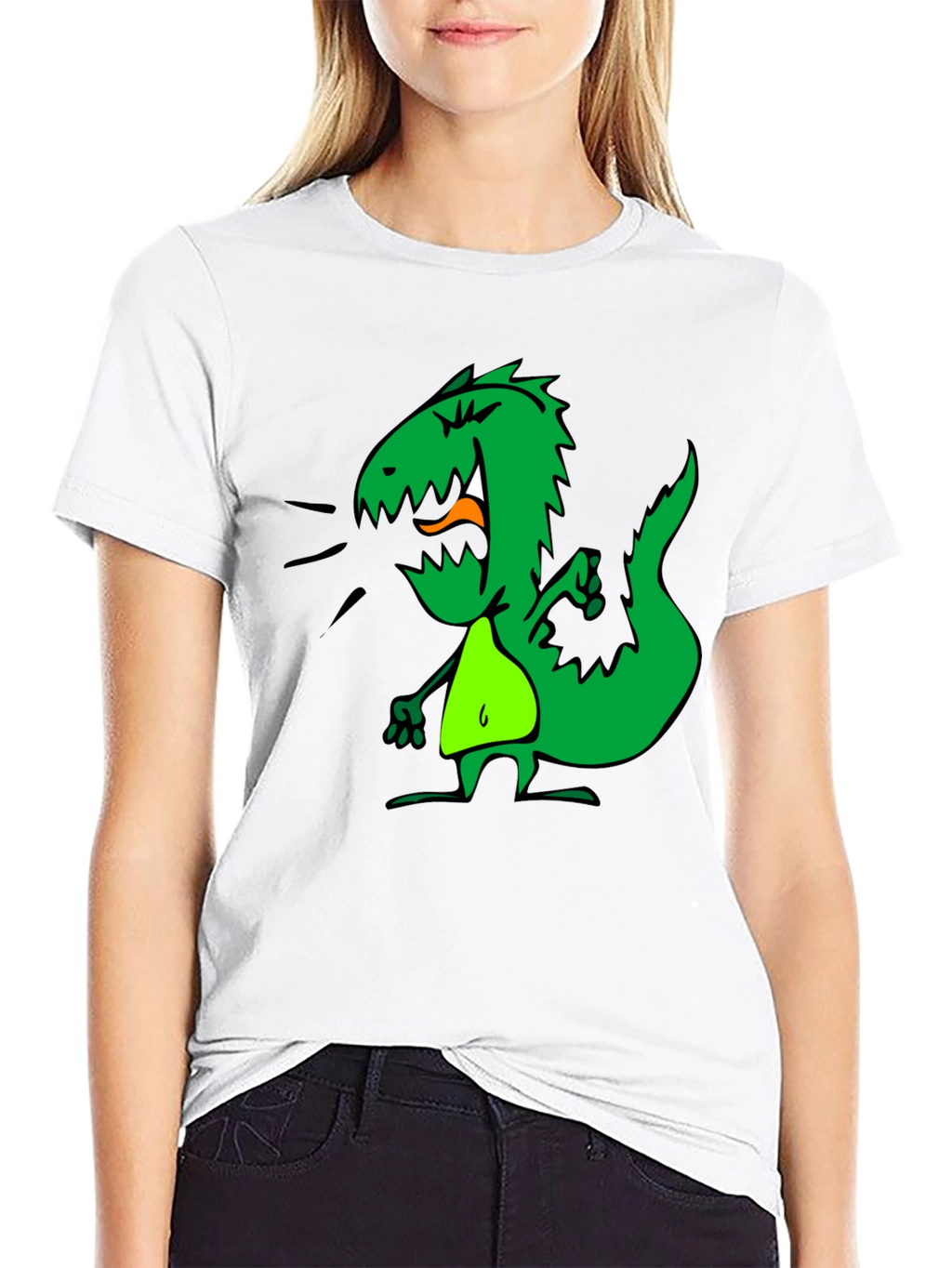 Dino Graphic Tee - Black Cotton Casual T-Shirt