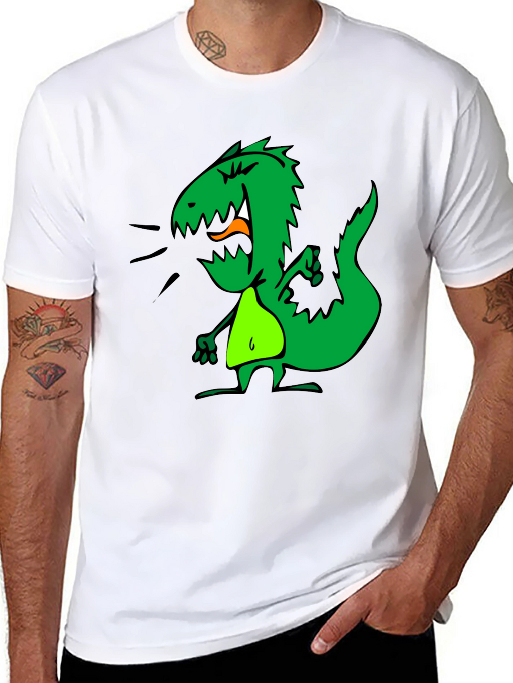 Dino Graphic Tee - Black Cotton Casual T-Shirt
