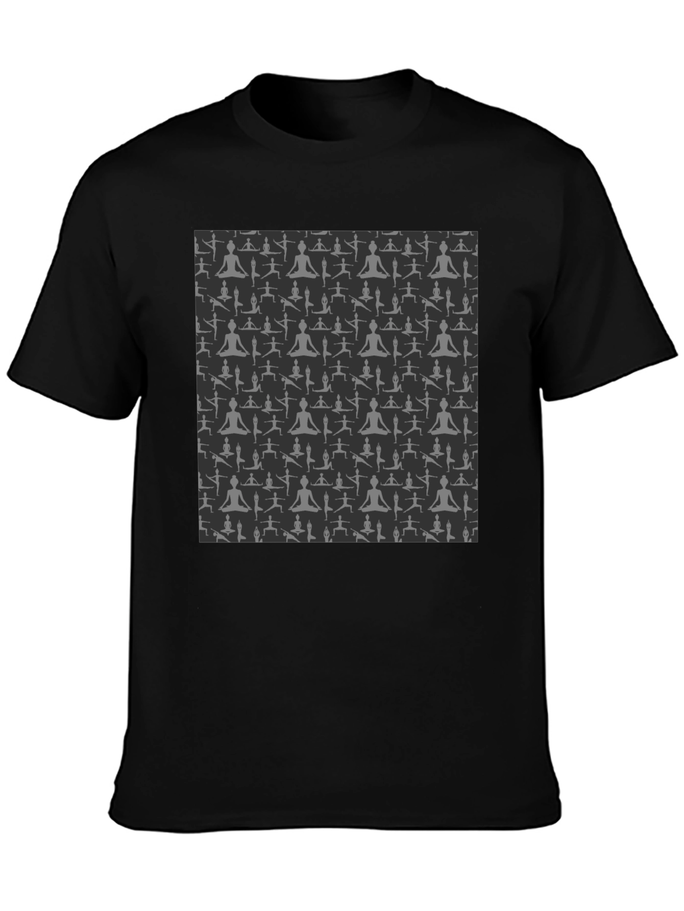 Yoga Pose Print Black T-Shirt