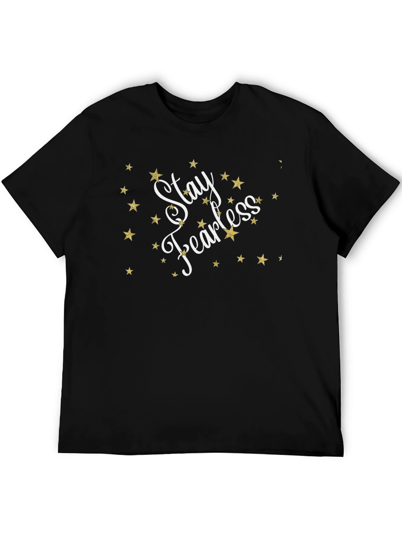 Stay Fearless Black T-Shirt with Star Accents