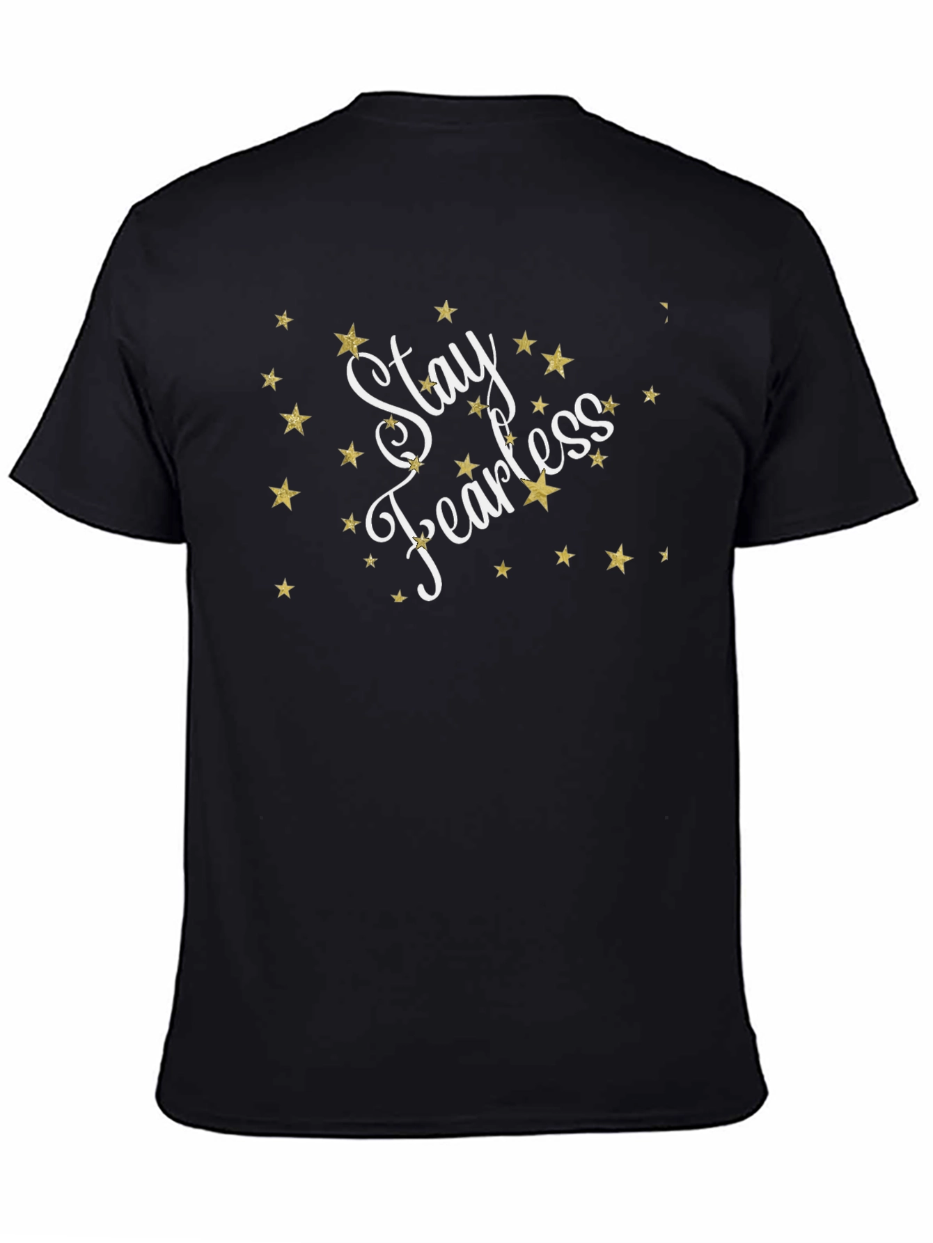 Stay Fearless Black T-Shirt with Star Accents