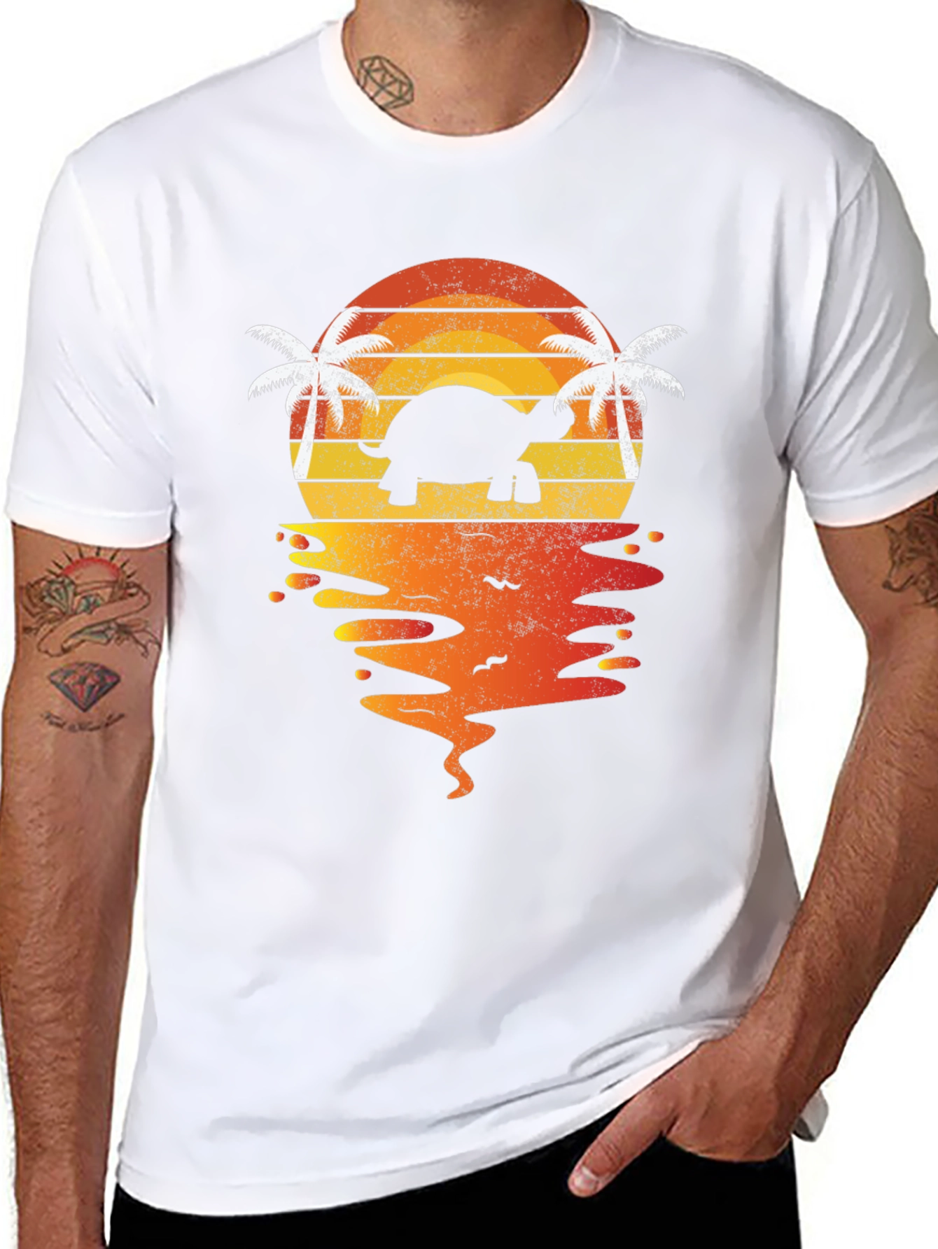 Turtle Sunset T-Shirt - Tropical Beach Vibes