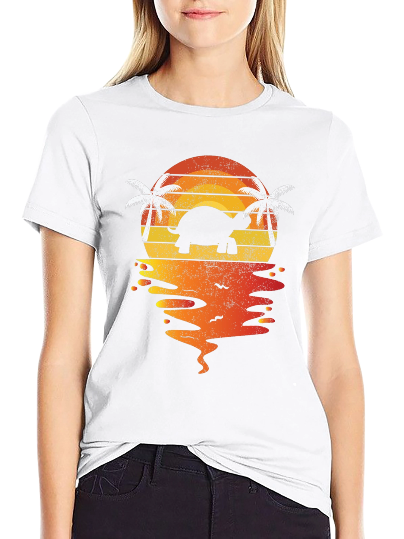 Turtle Sunset T-Shirt - Tropical Beach Vibes
