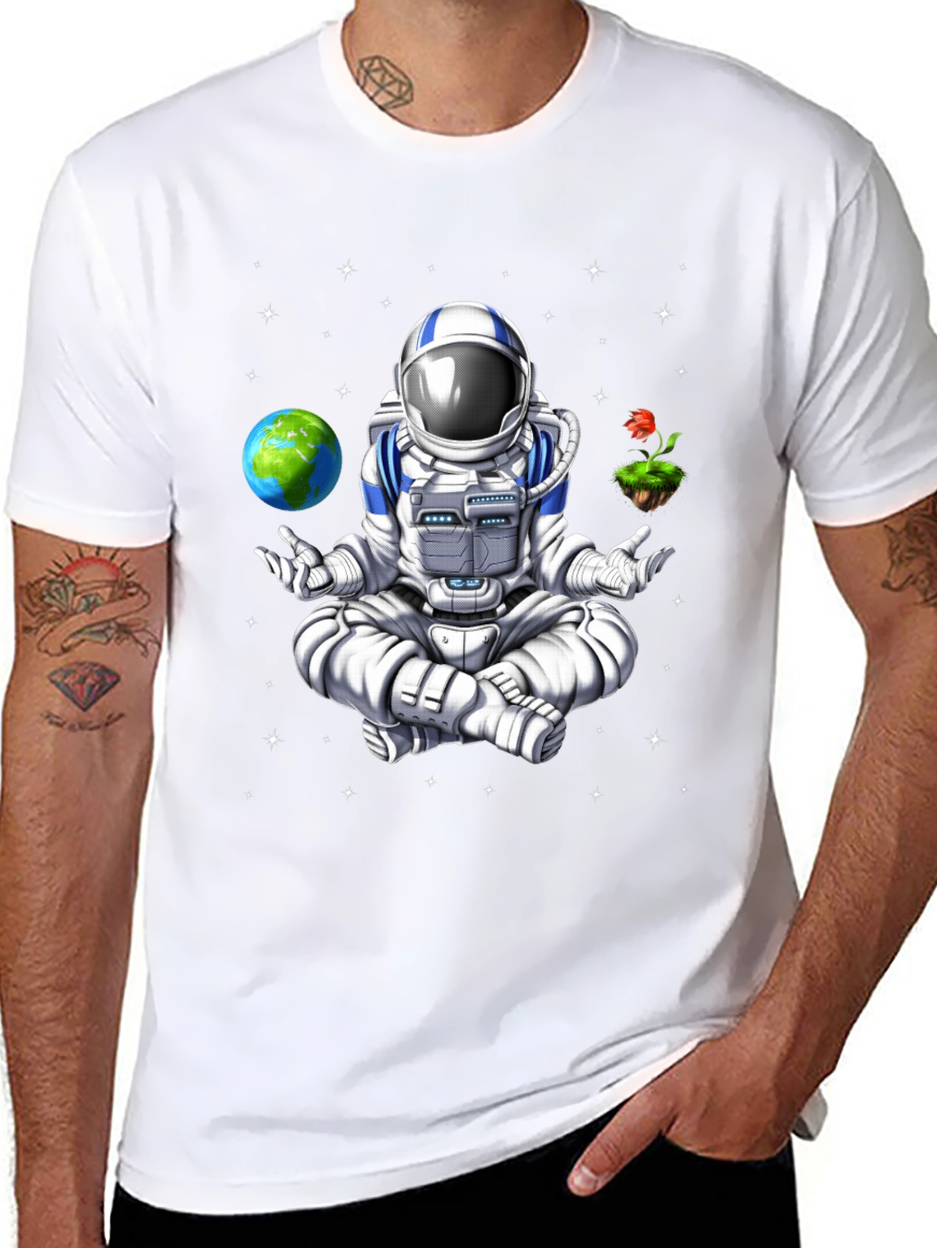 Meditating Astronaut Graphic T-Shirt