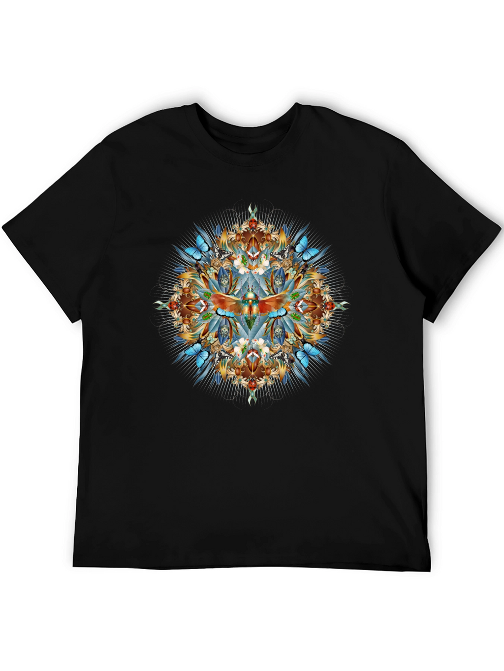 Intricate Dragonfly Graphic Print Black T-Shirt