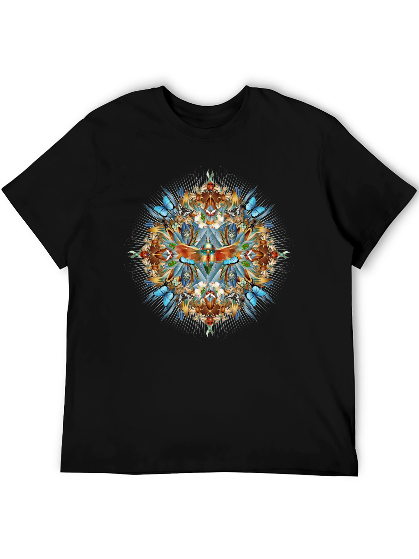 Intricate Dragonfly Graphic Print Black T-Shirt