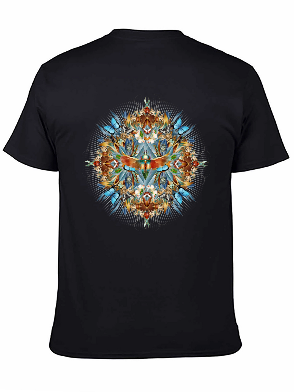 Intricate Dragonfly Graphic Print Black T-Shirt