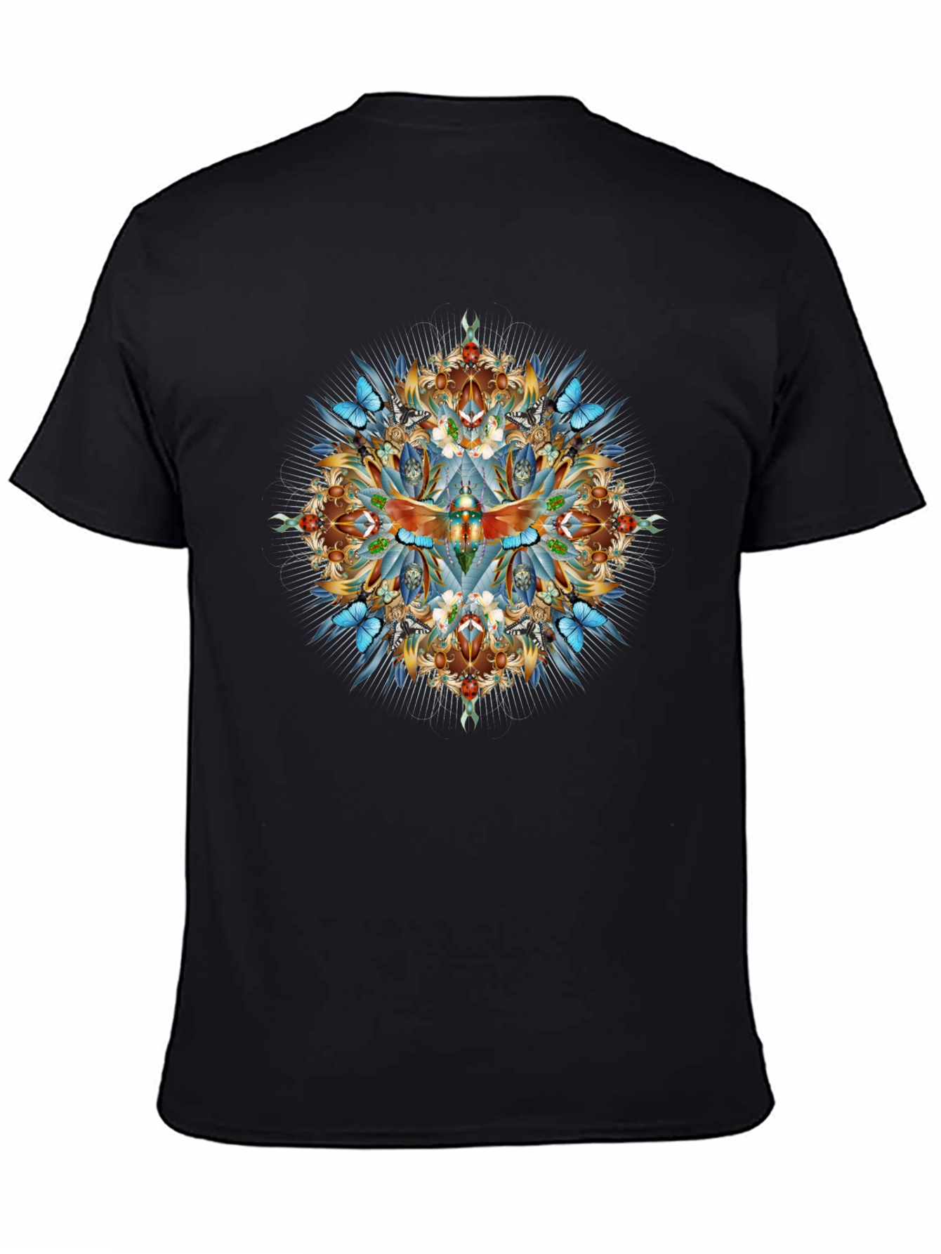 Intricate Dragonfly Graphic Print Black T-Shirt