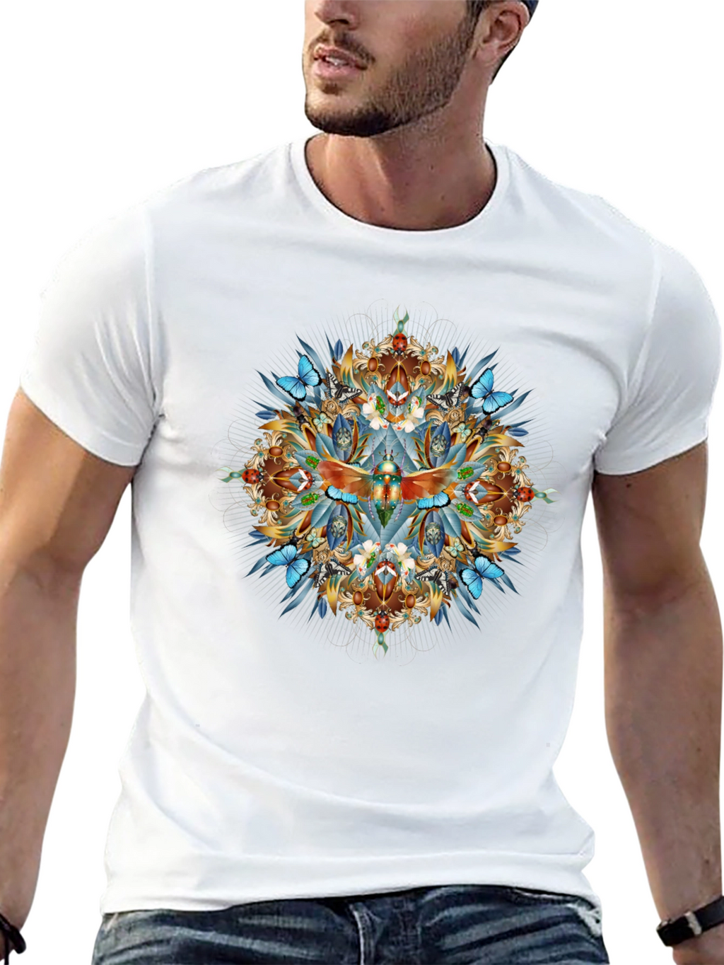 Intricate Dragonfly Graphic Print Black T-Shirt