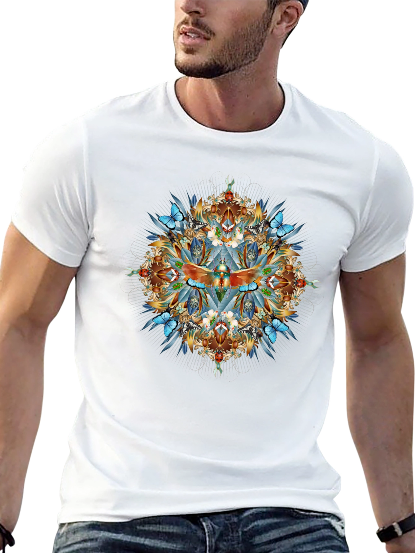 Intricate Dragonfly Graphic Print Black T-Shirt