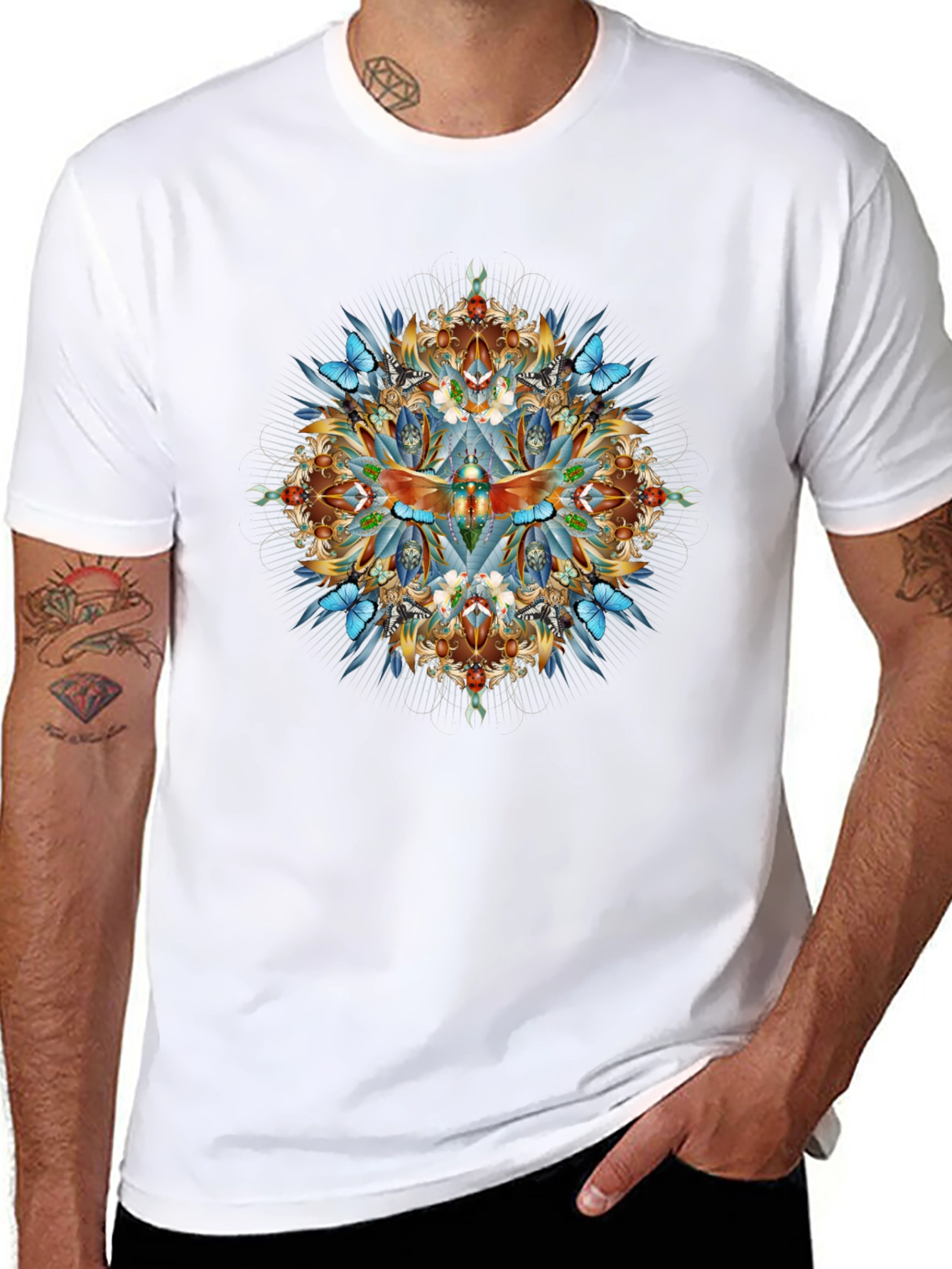 Intricate Dragonfly Graphic Print Black T-Shirt