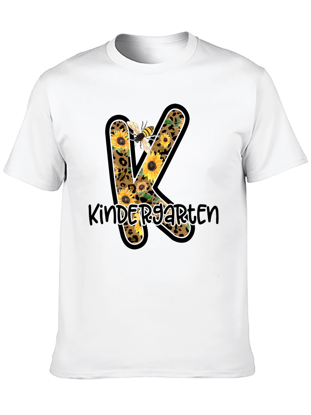 Kindergarten Sunflower Bee Leopard Print T-Shirt