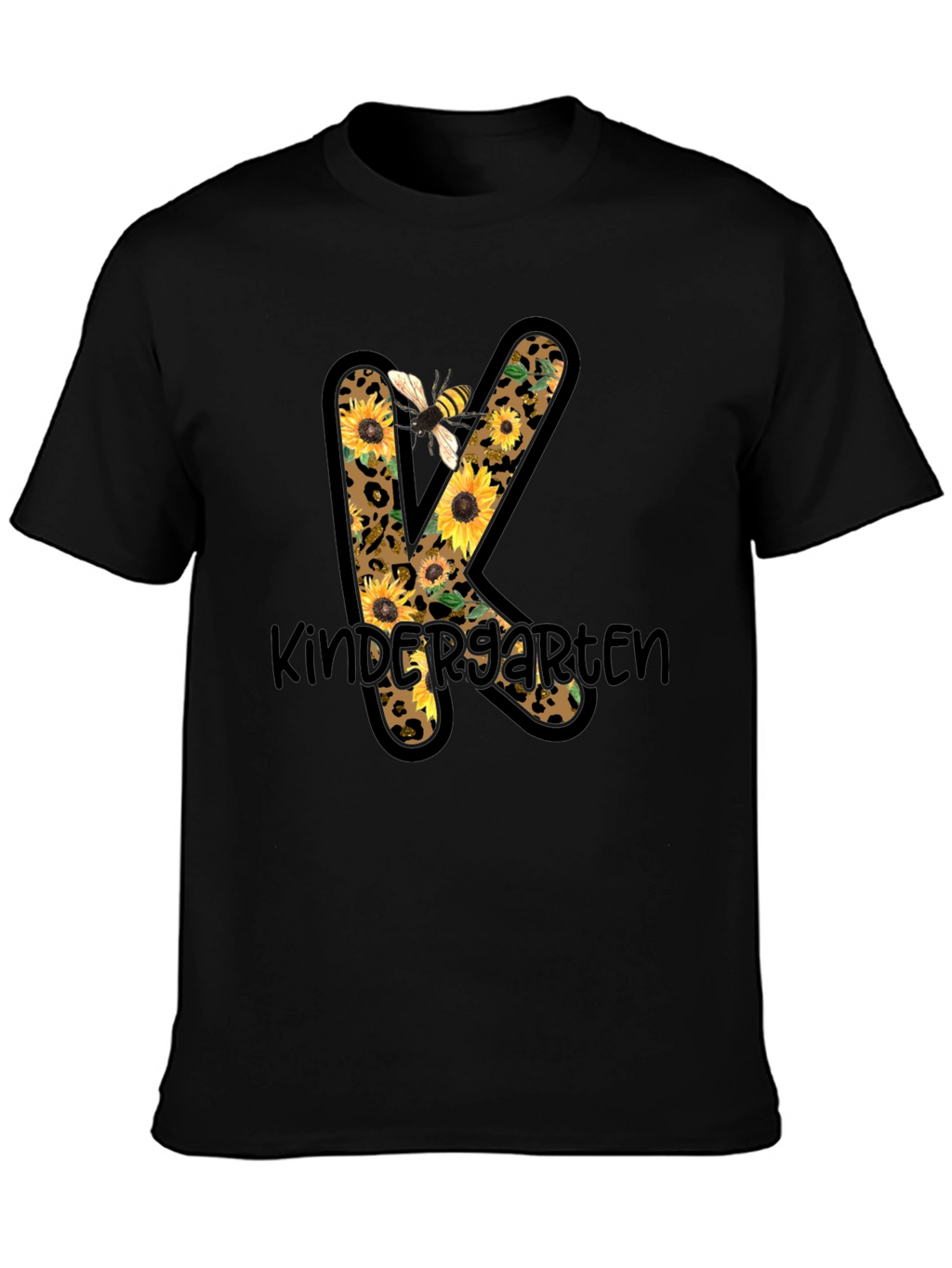 Kindergarten Sunflower Bee Leopard Print T-Shirt