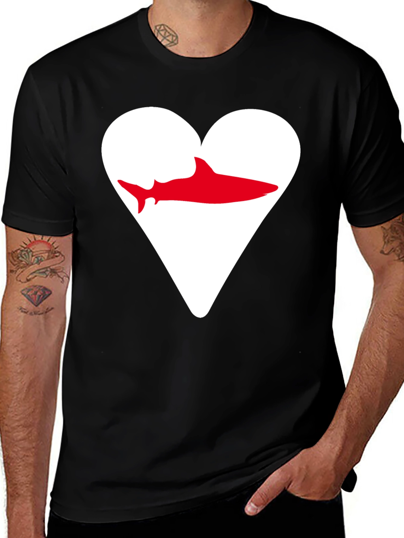 Shark Heart Graphic Tee - Stylish & Unique Mens T-Shirt