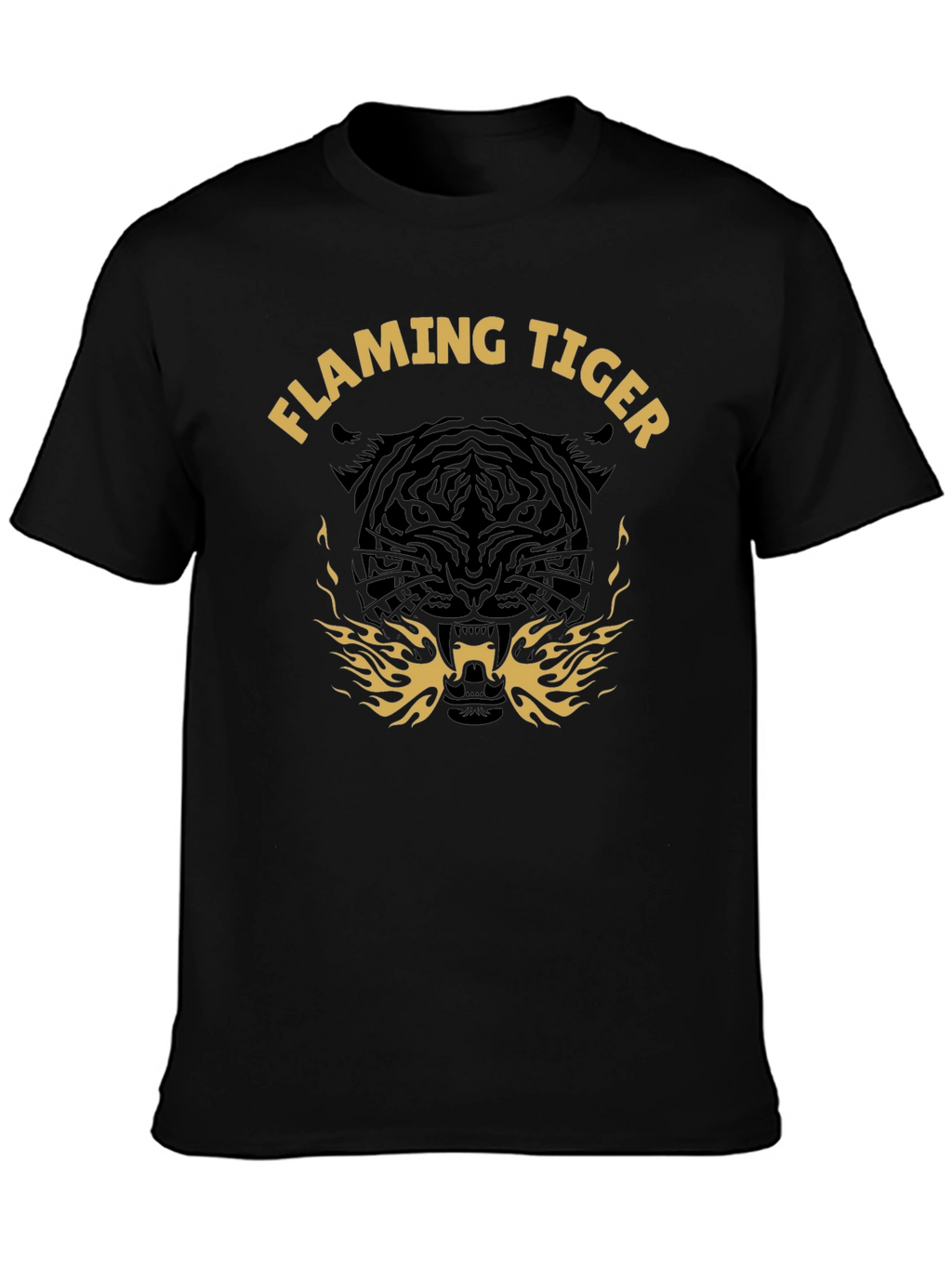 Flaming Tiger Graphic T-Shirt - Bold Black Tee