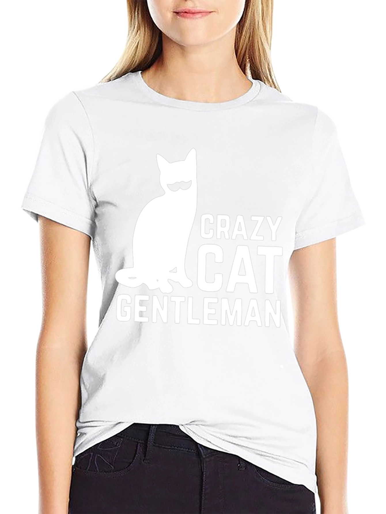 Crazy Cat Gentleman T-Shirt - Black