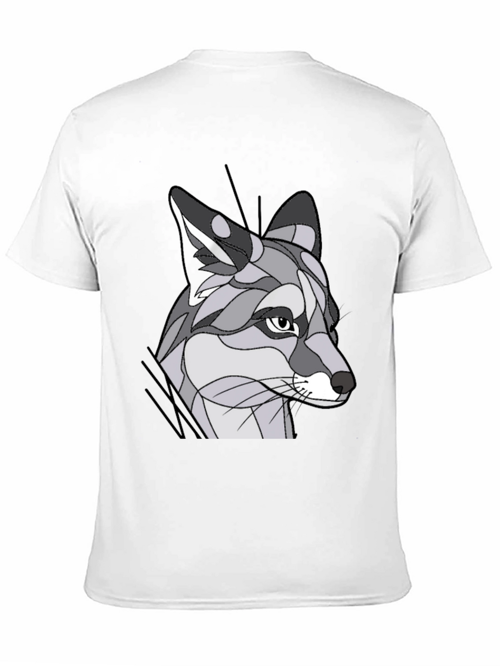 Abstract Geometric Fox Graphic Tee - Black