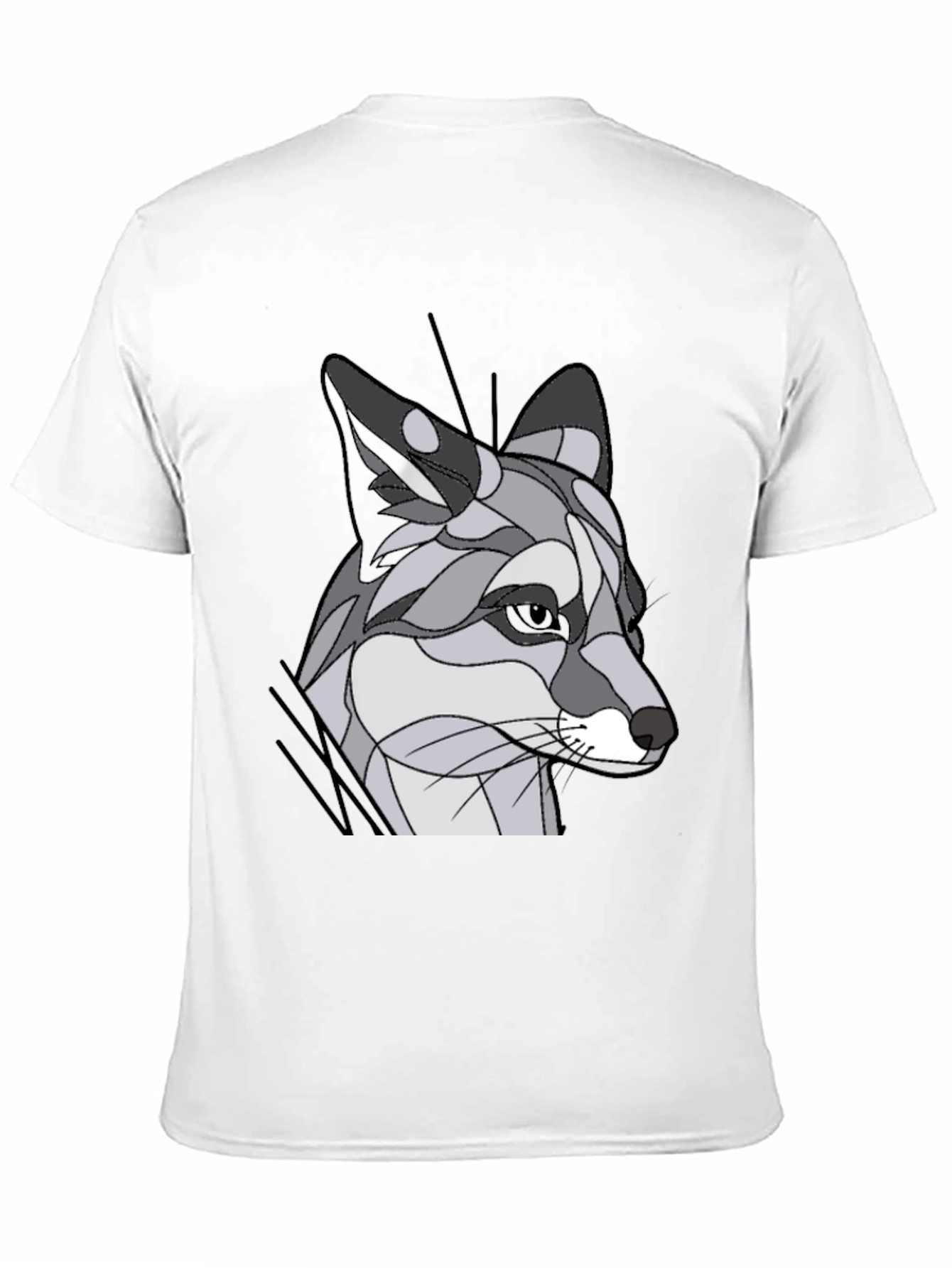 Abstract Geometric Fox Graphic Tee - Black