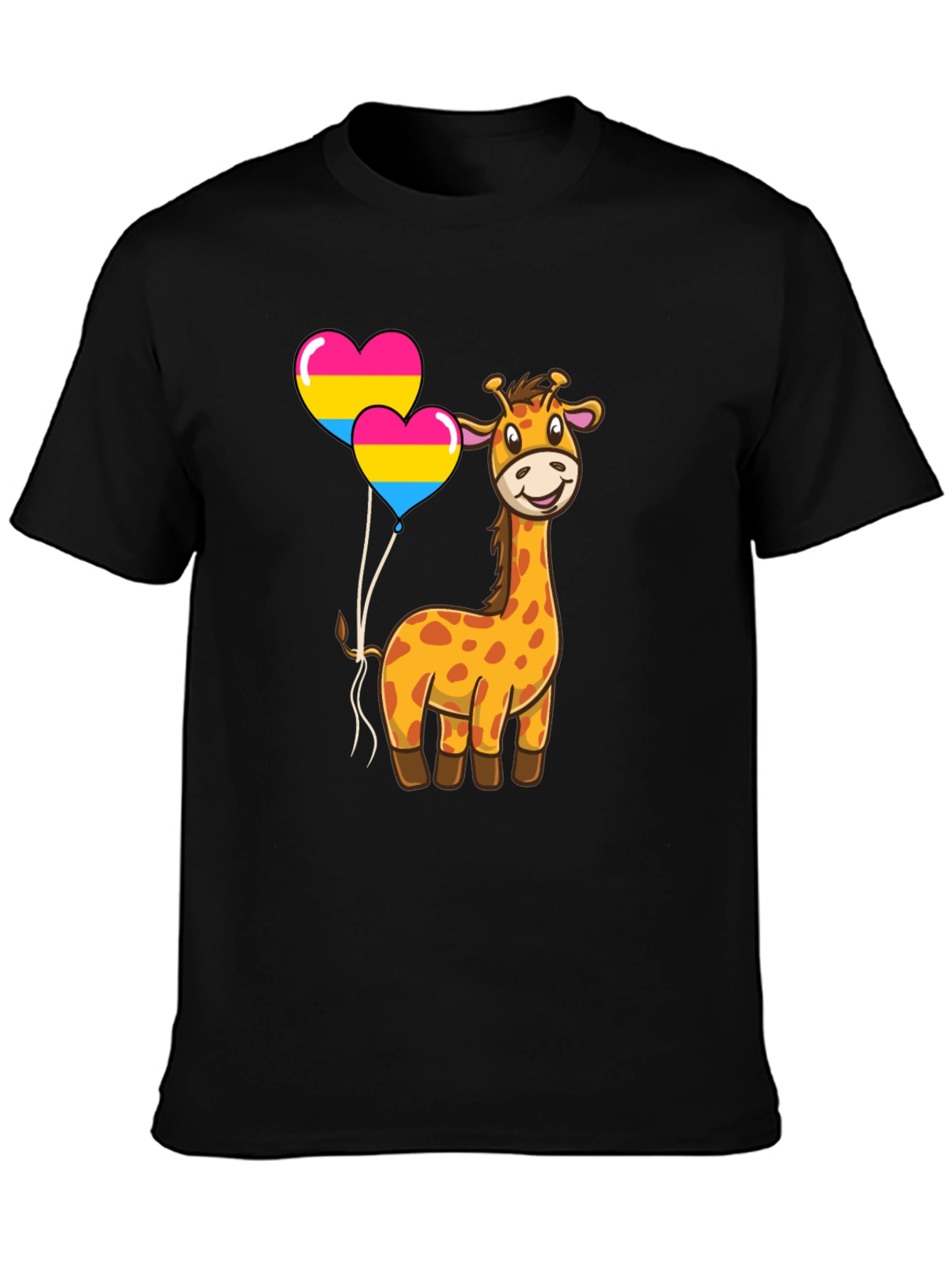 Giraffe with Pan Pride Balloons T-Shirt