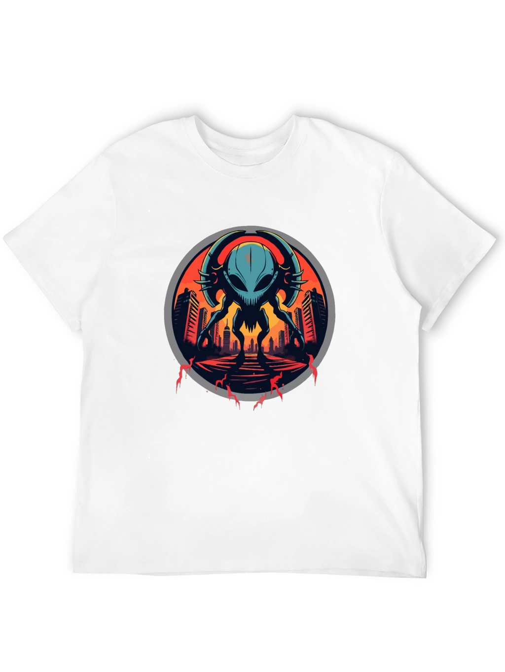 Sci-Fi Alien Invasion Graphic T-Shirt