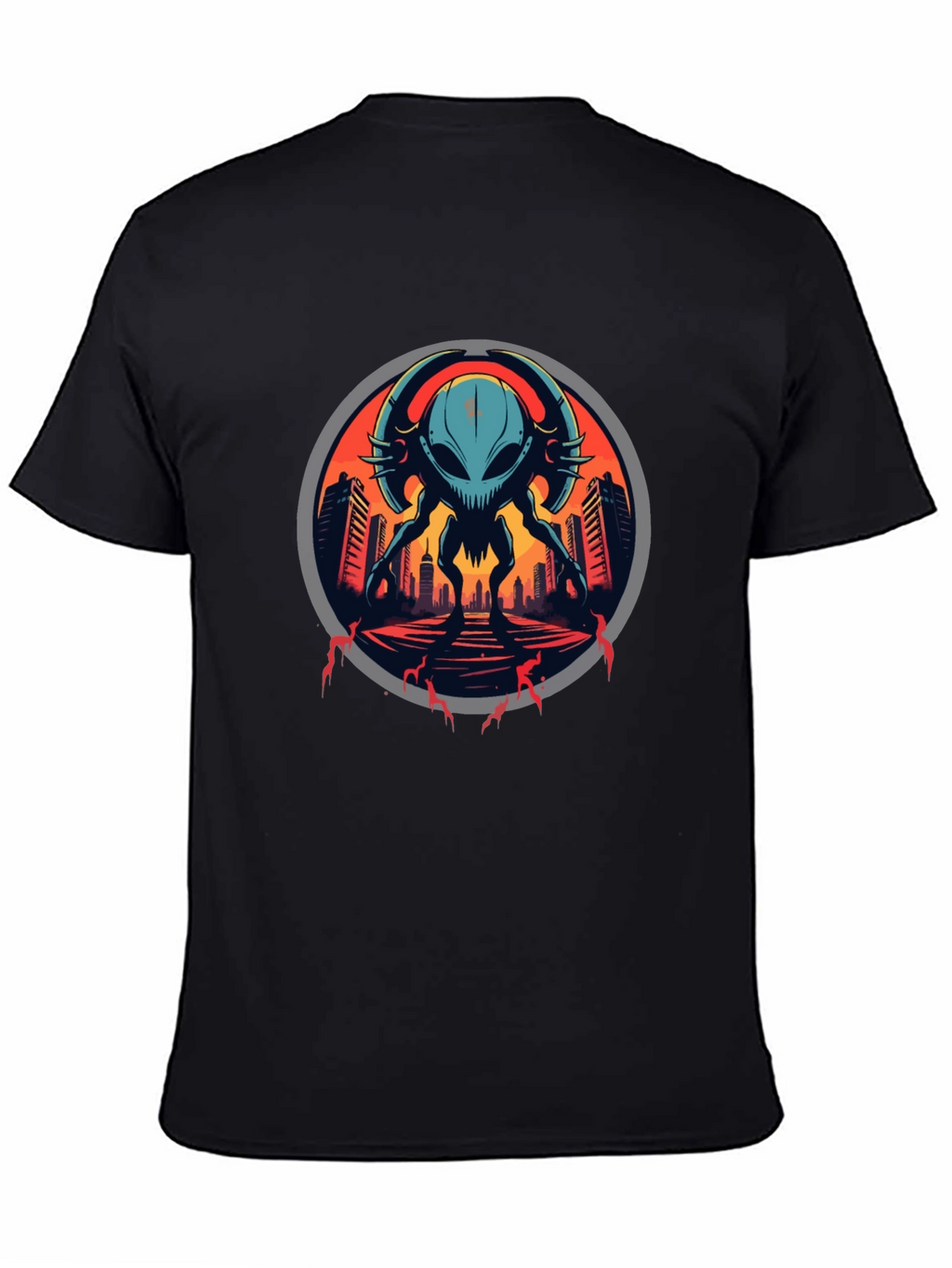 Sci-Fi Alien Invasion Graphic T-Shirt