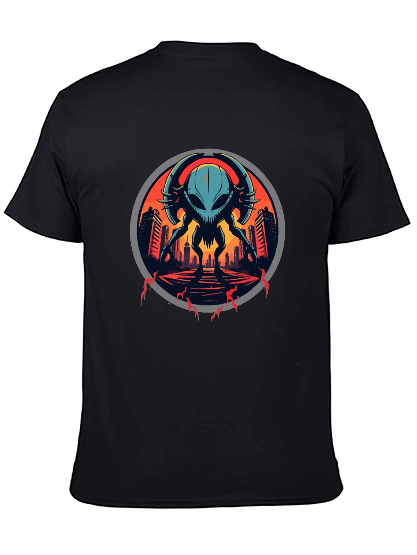 Sci-Fi Alien Invasion Graphic T-Shirt