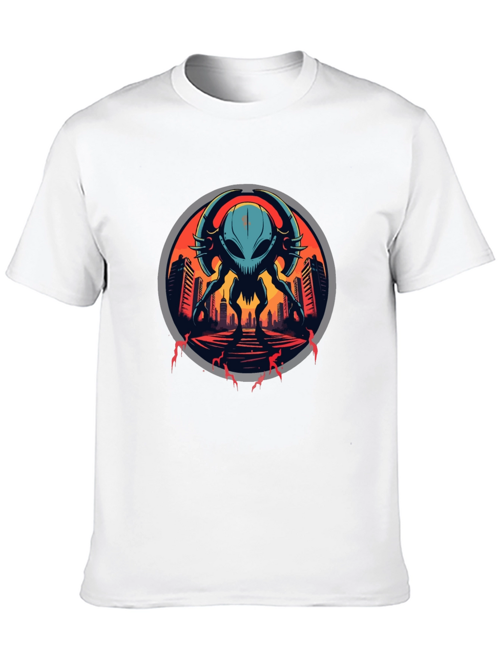 Sci-Fi Alien Invasion Graphic T-Shirt