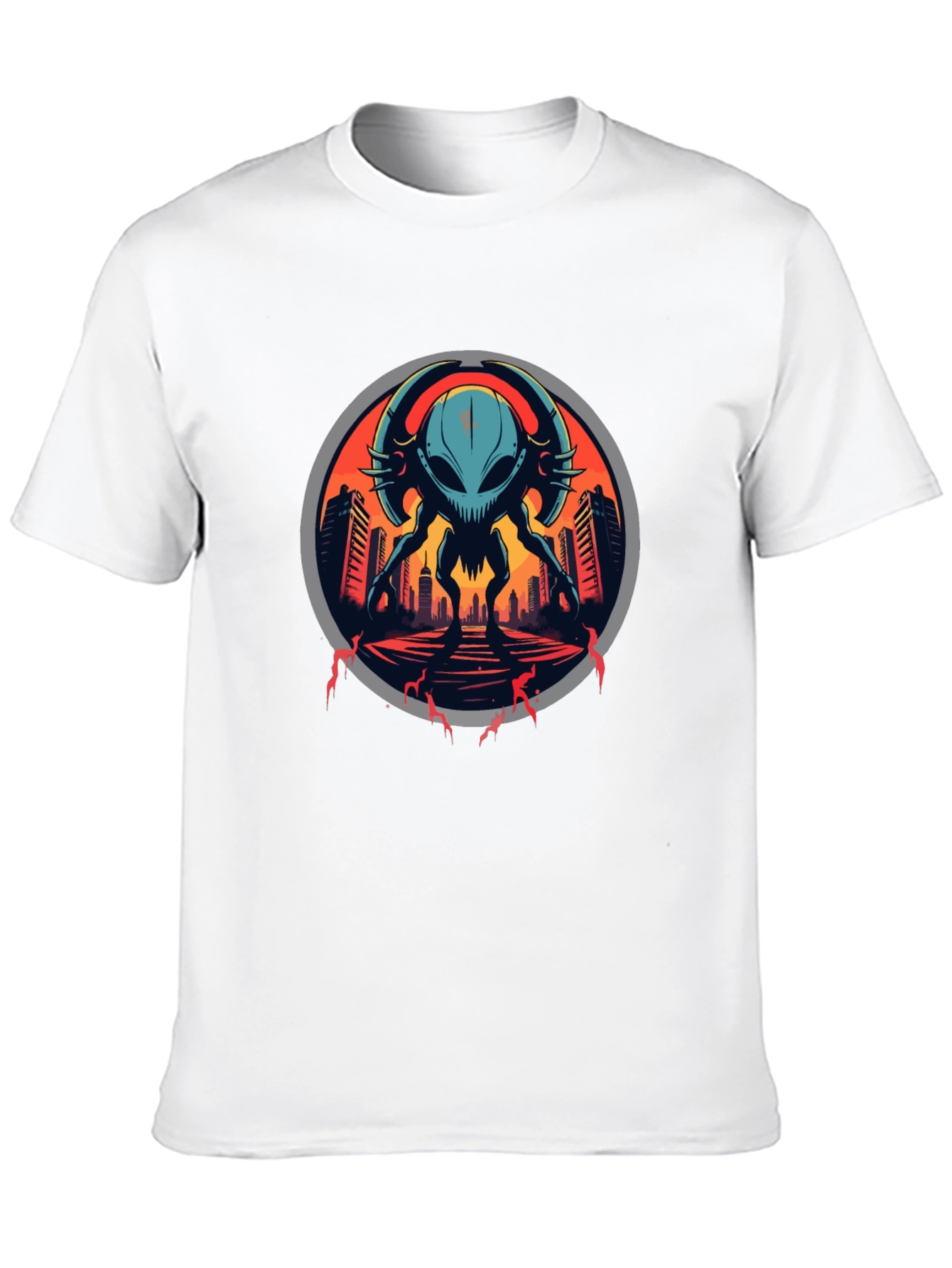 Sci-Fi Alien Invasion Graphic T-Shirt