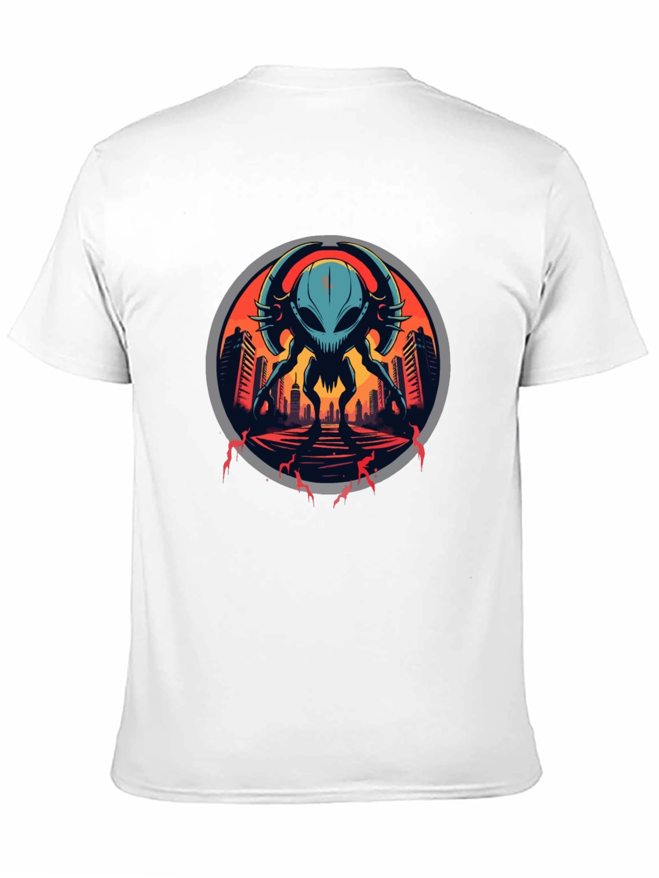 Sci-Fi Alien Invasion Graphic T-Shirt