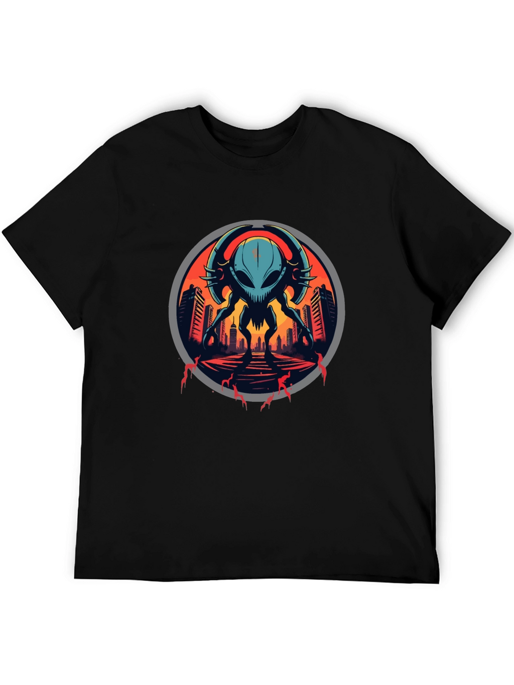 Sci-Fi Alien Invasion Graphic T-Shirt