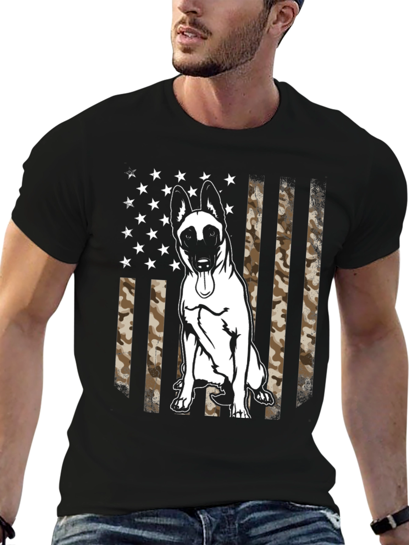 Belgian Malinois Camo Flag Graphic T-Shirt
