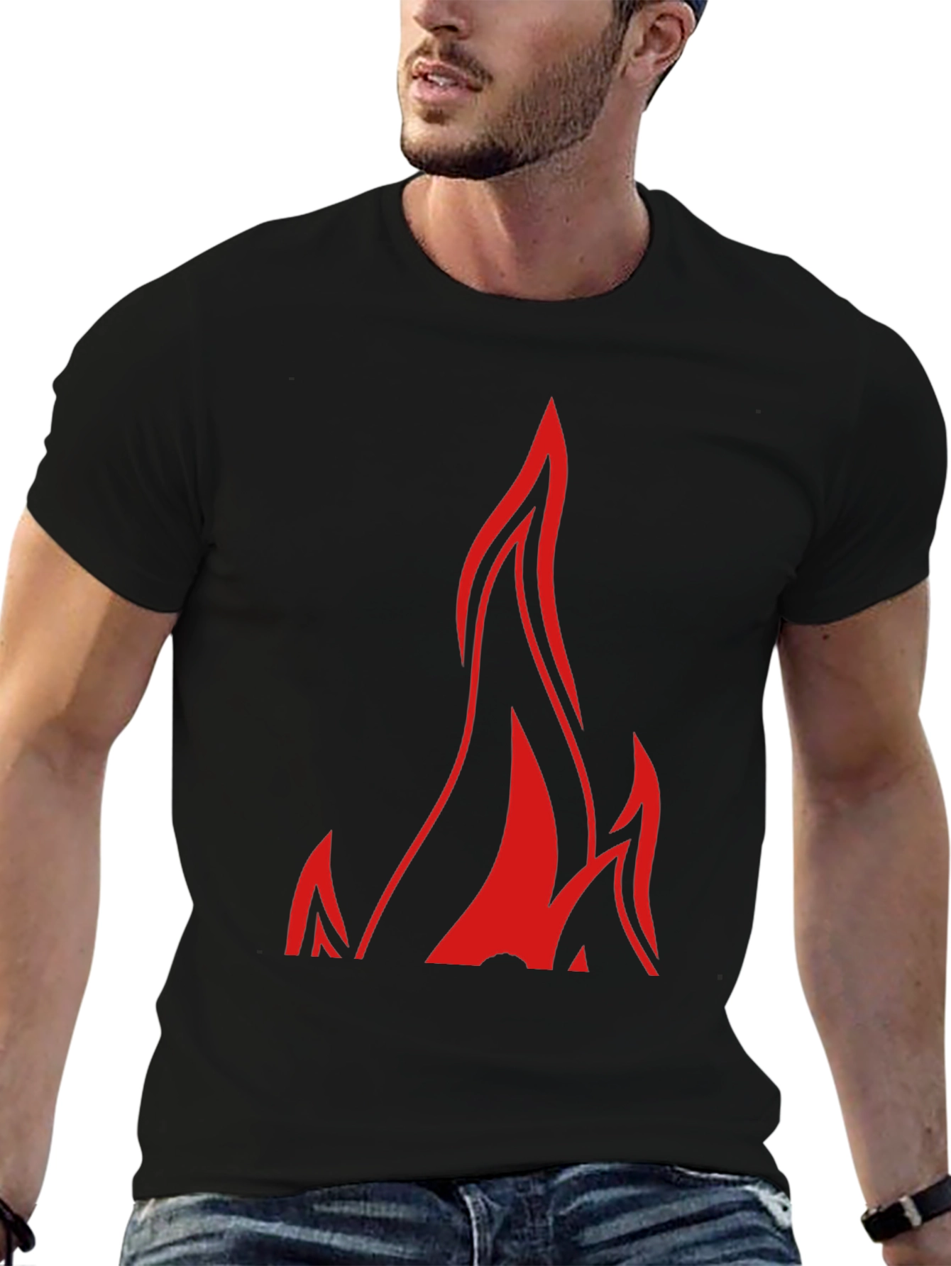 Bold Flame Graphic Black T-Shirt