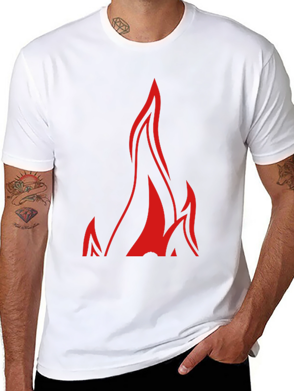 Bold Flame Graphic Black T-Shirt