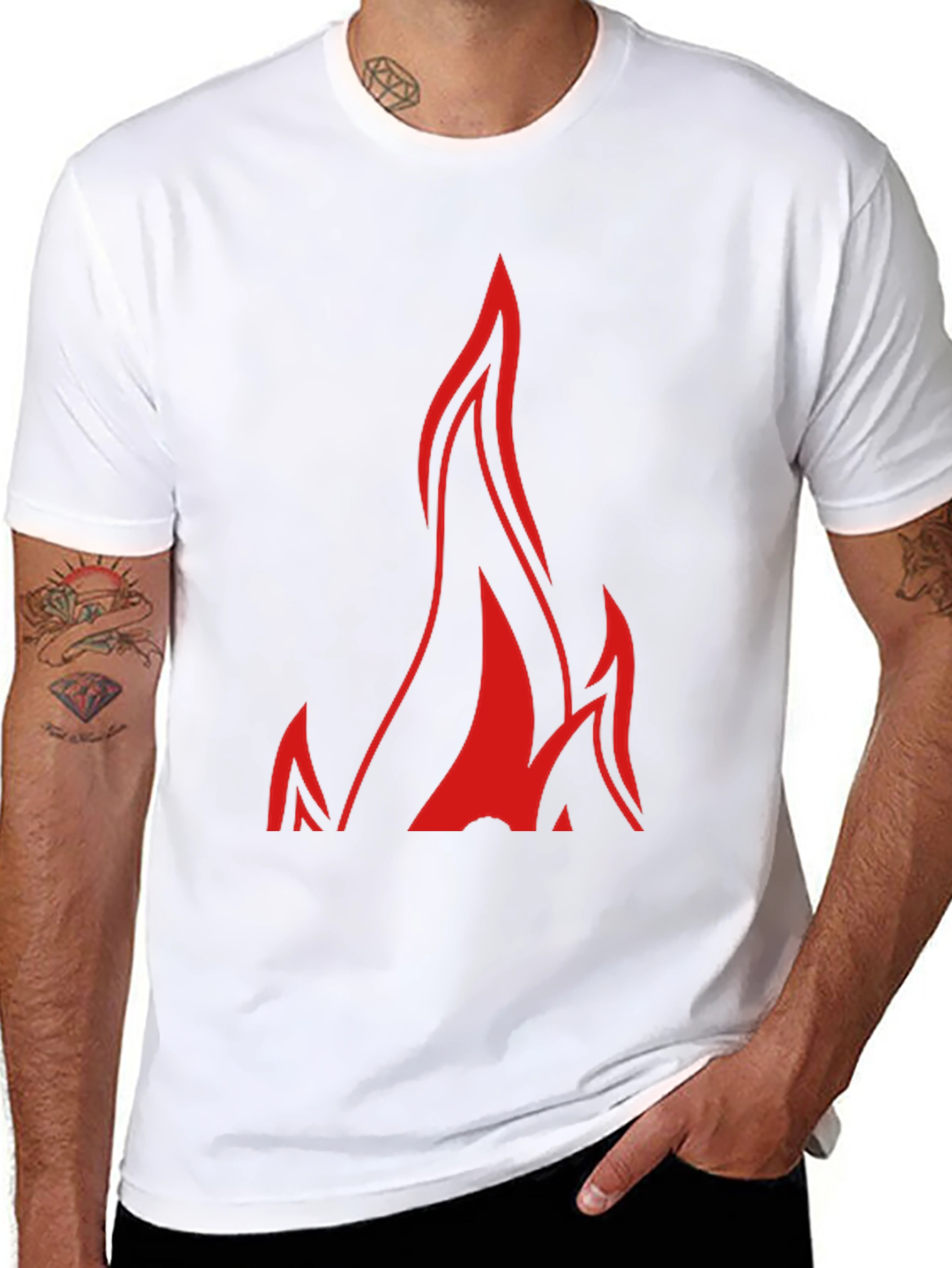 Bold Flame Graphic Black T-Shirt