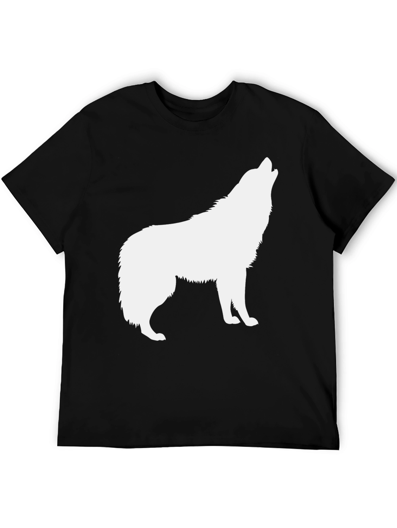 Black Wolf Howling Graphic T-Shirt - Mens