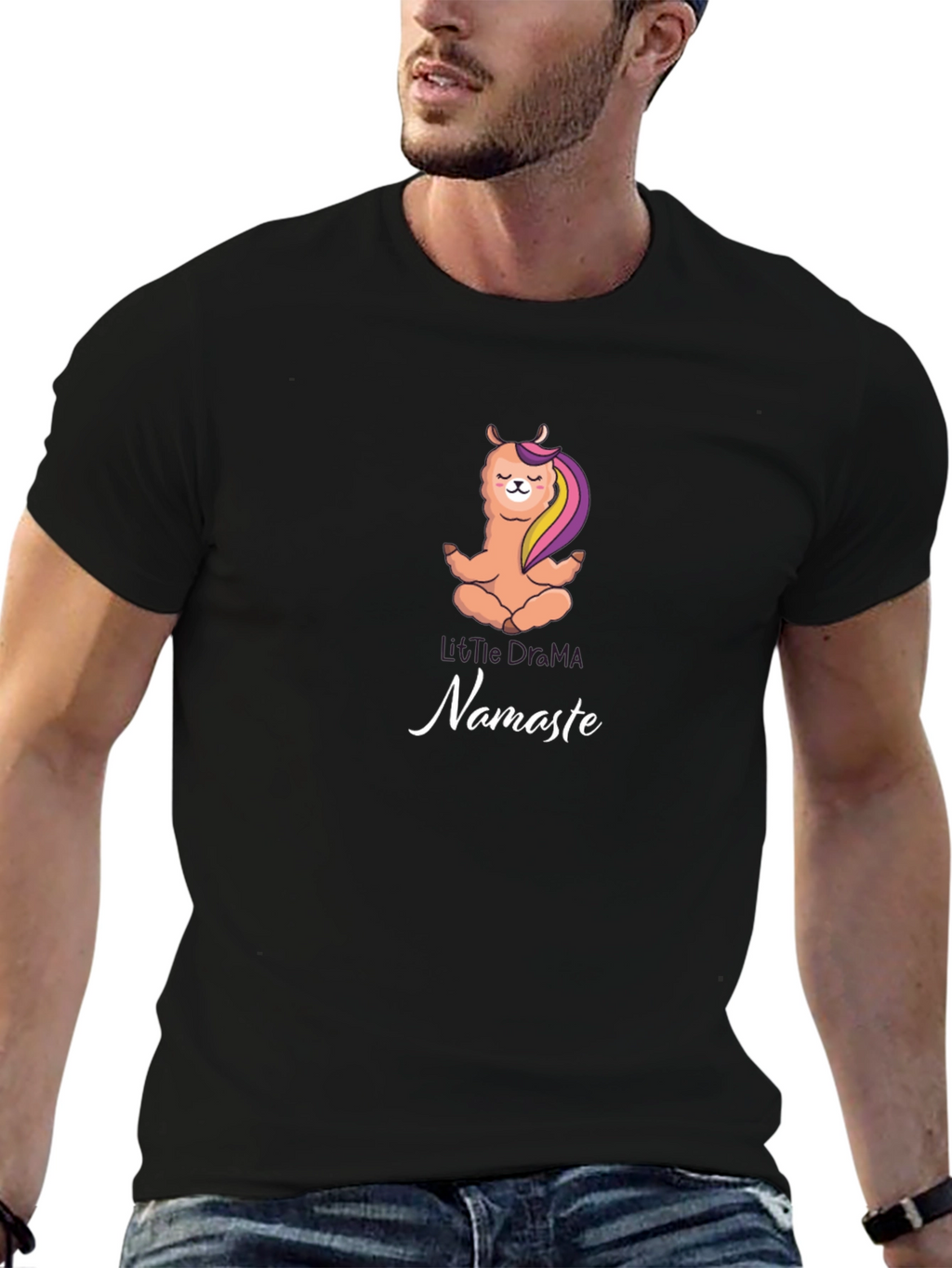 Yoga Llama Namaste Black T-Shirt