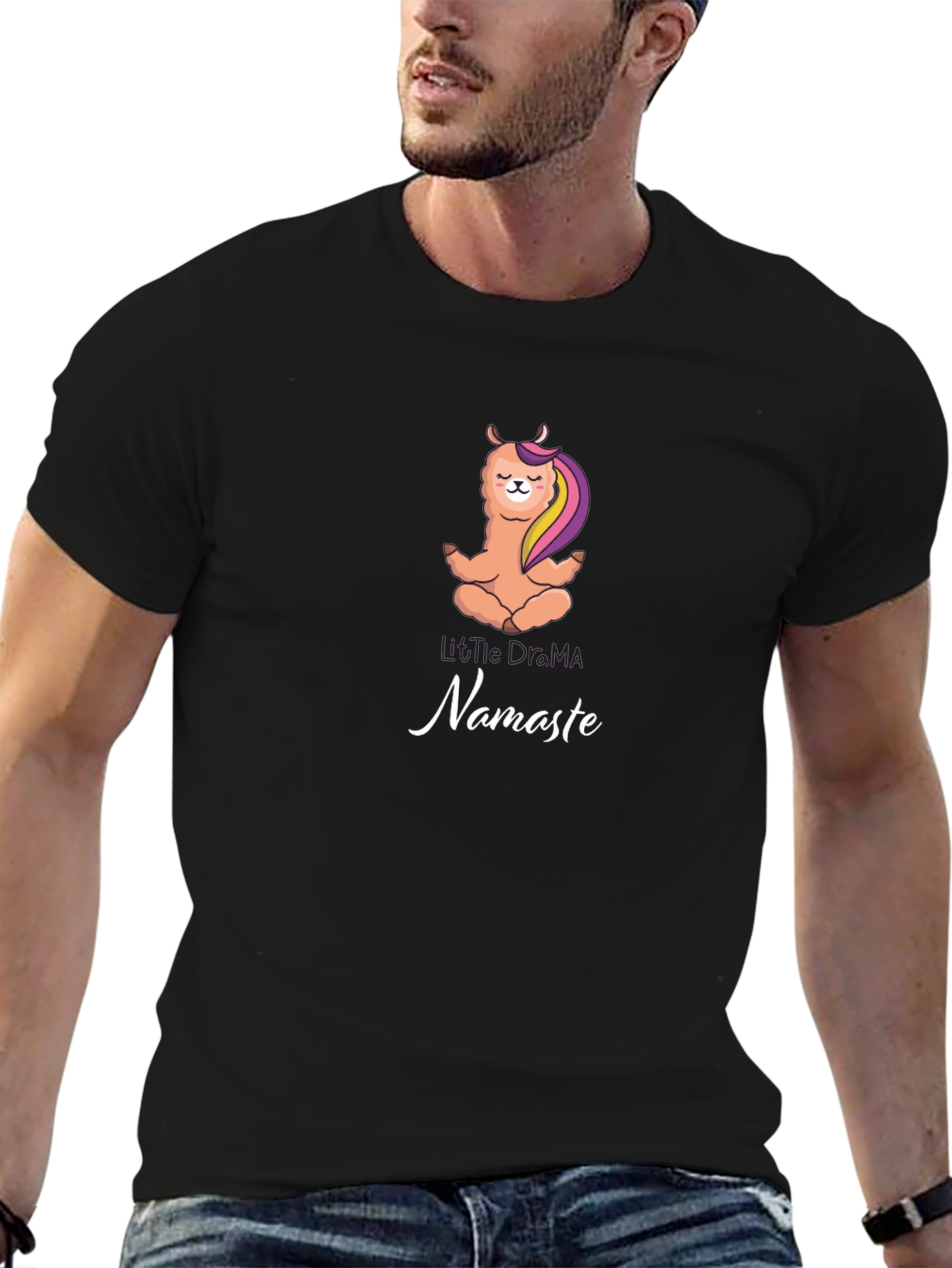 Yoga Llama Namaste Black T-Shirt