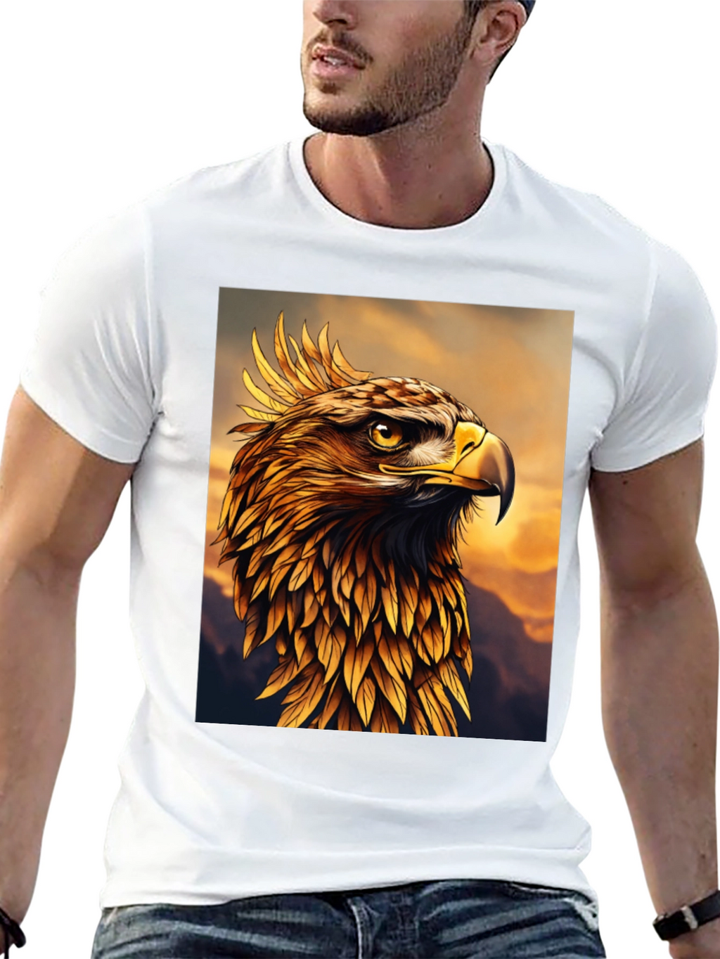 Majestic Golden Eagle Graphic Tee - Premium Quality