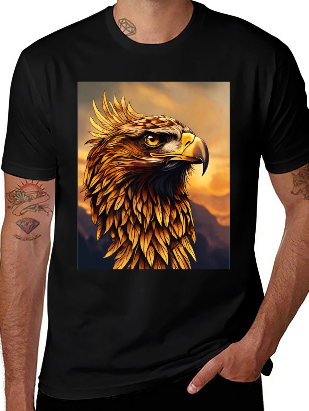 Majestic Golden Eagle Graphic Tee - Premium Quality