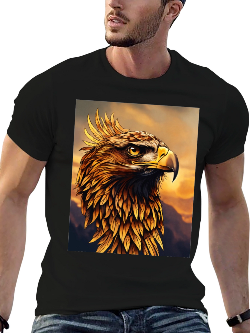 Majestic Golden Eagle Graphic Tee - Premium Quality