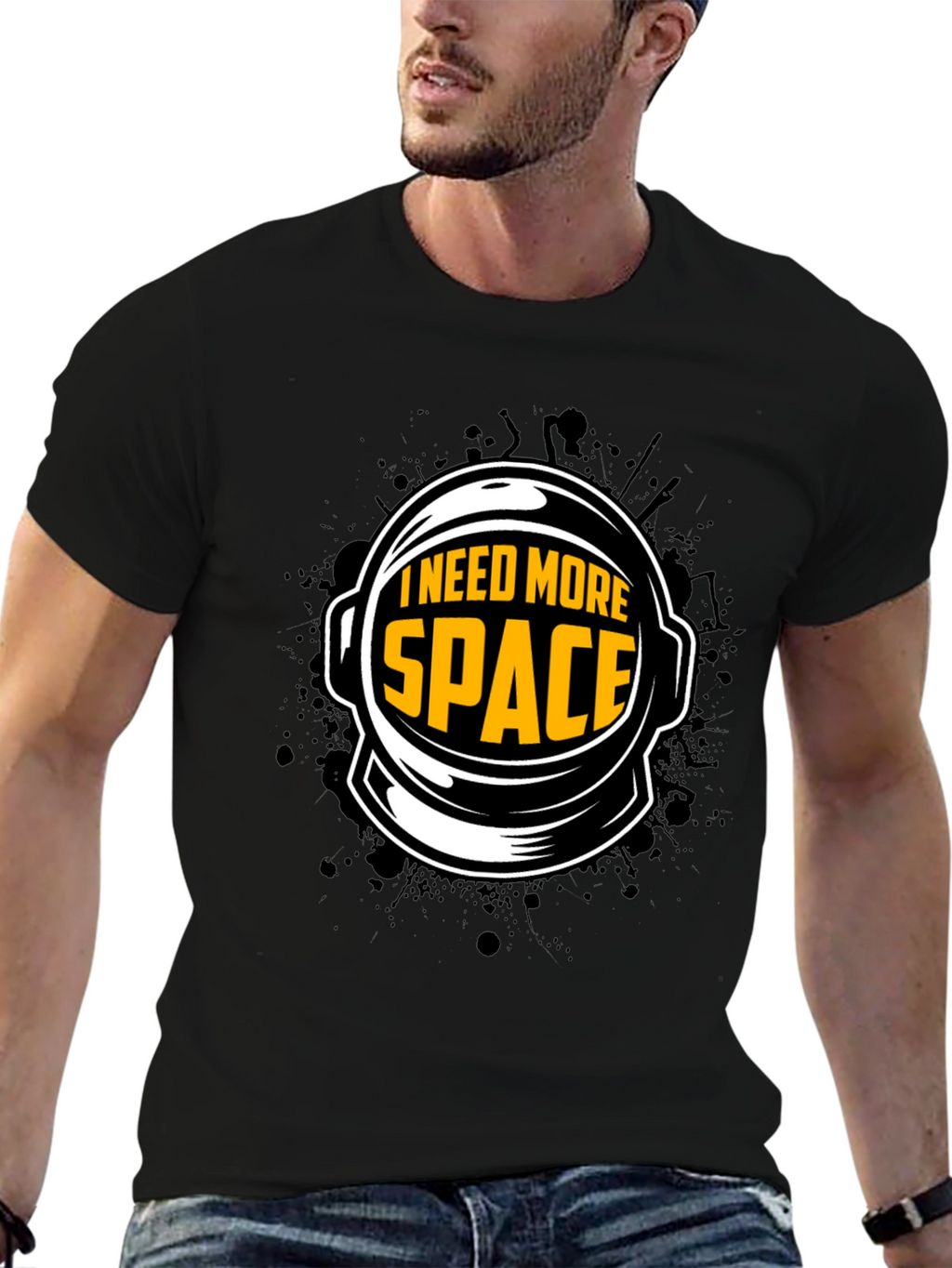 I Need More Space Astronaut Helmet Graphic T-Shirt