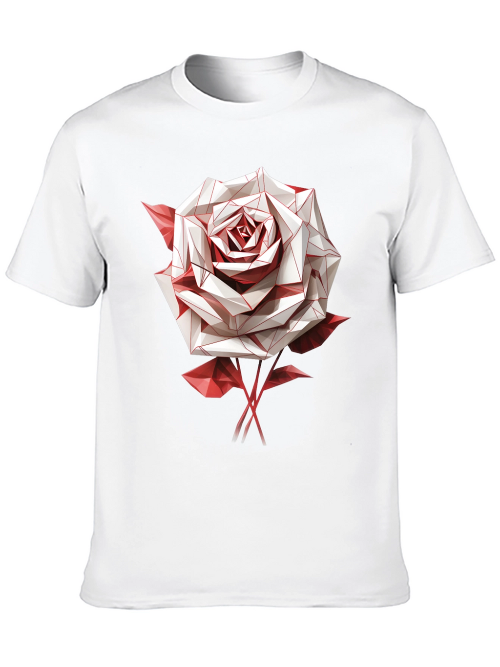 Geometric Rose Graphic Tee - Stylish Mens Black T-Shirt
