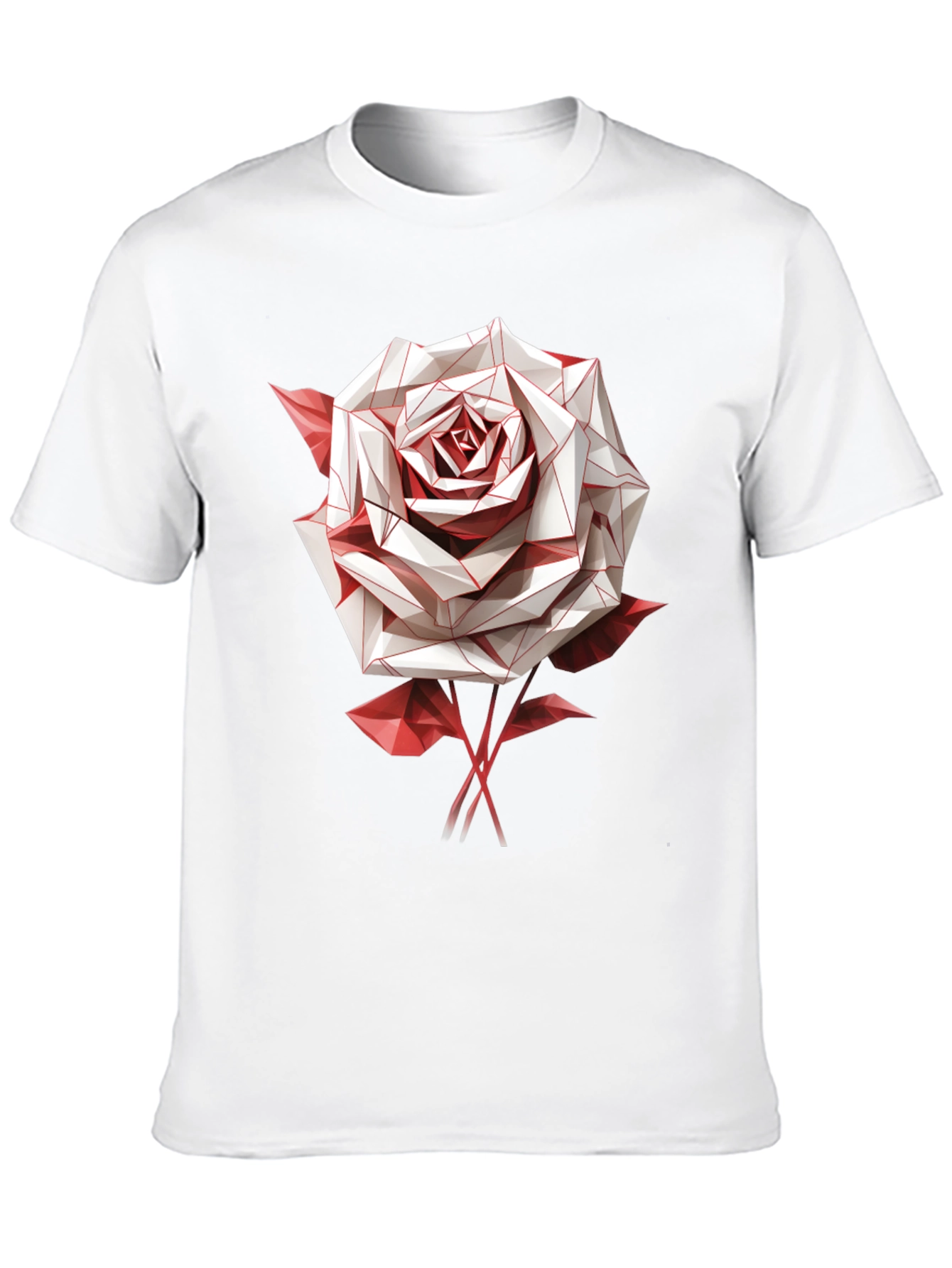 Geometric Rose Graphic Tee - Stylish Mens Black T-Shirt