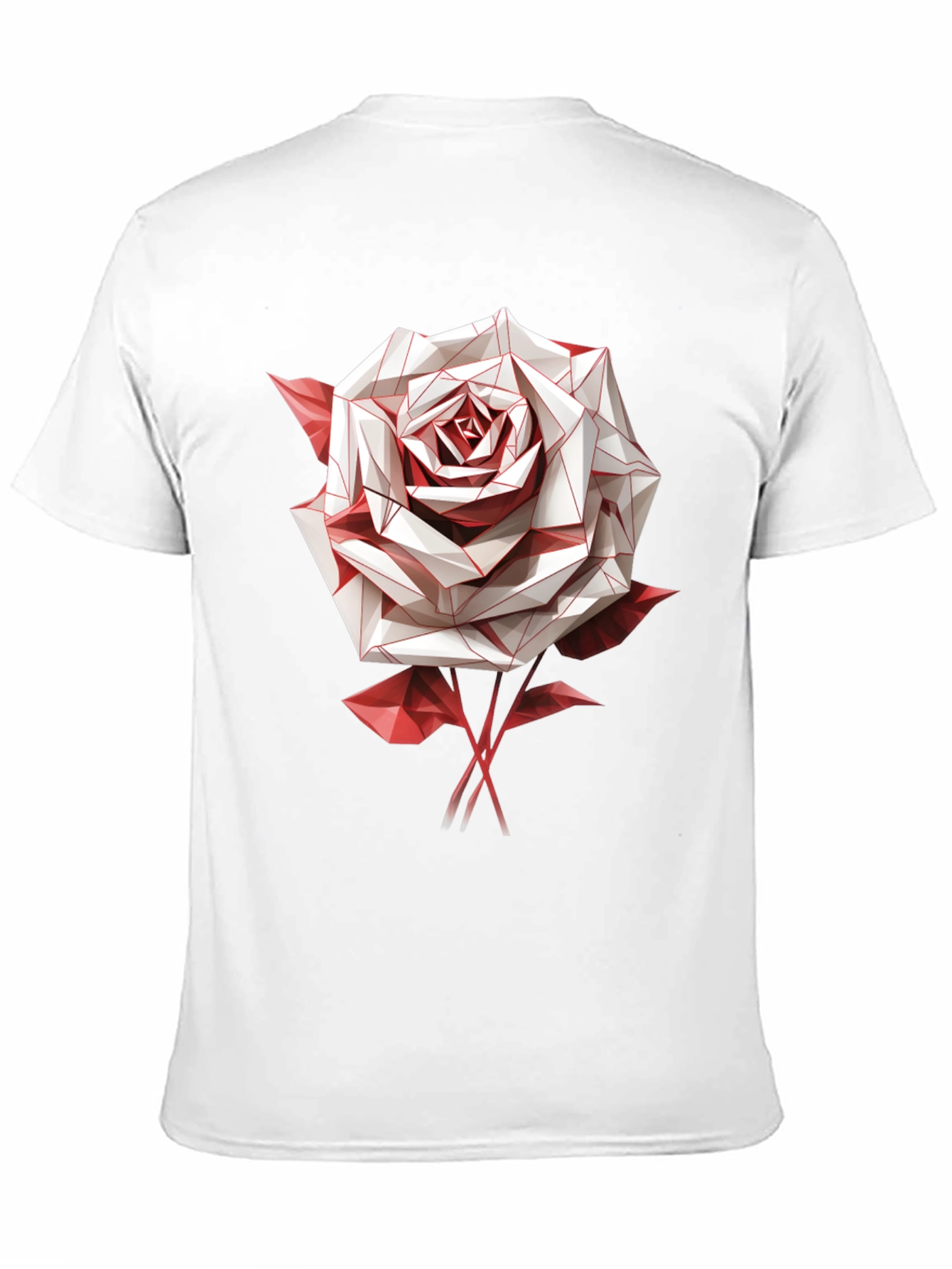 Geometric Rose Graphic Tee - Stylish Mens Black T-Shirt